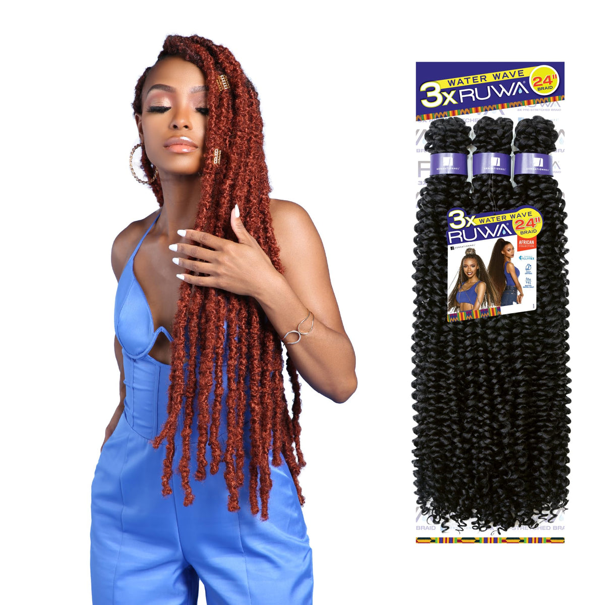 Sensationnel Ruwa Prestretched Braids-3X Water Wave 24in,1pk 613 BLONDE