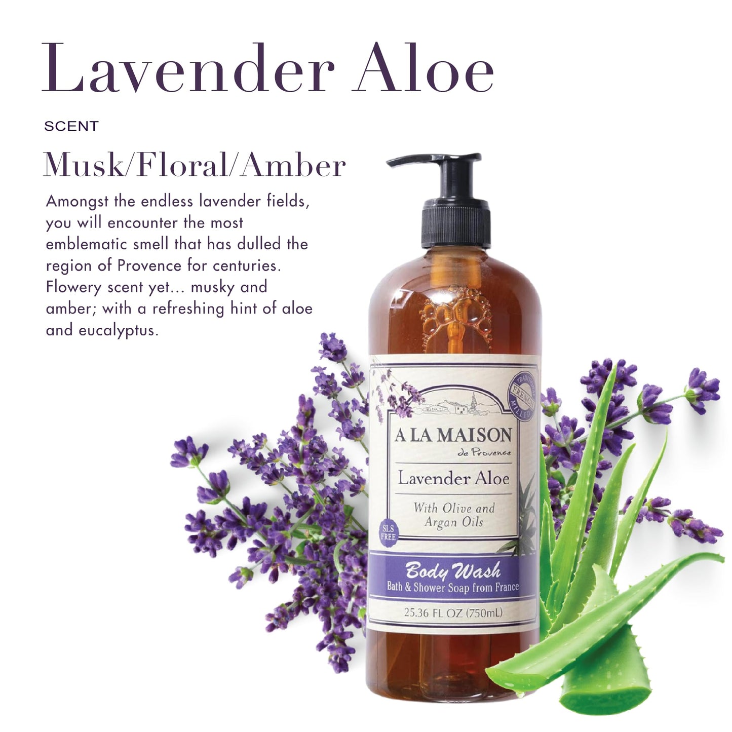 A LA MAISON French Hydrating Liquid Body Wash, Lavender Aloe - Natural Body Wash Made with Essential Oils - Biodegradable, Plant-Based, Vegan Beauty & Personal Care A LA MAISON