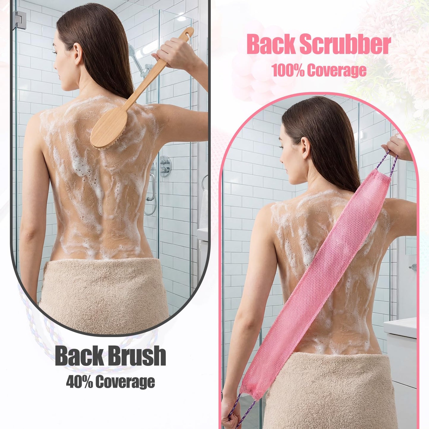 WJIAAA 3 Pieces African Net Sponge with Handles, Back Scrubber for Shower Exfoliating, Stretchable Authentic African Exfoliating Net Sponge Back Beauty and Personal Care WJIAAA