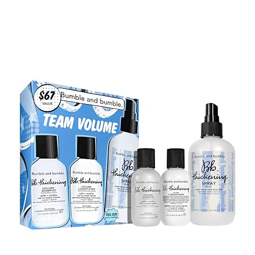 Bumble and bumble. Team Volume Thickening 3-Piece Gift Set | Shampoo, Conditioner, Thickening Spray | Includes Full Size Blow Dry Spray | Color Safe | Beauty & Personal Care Bumble and bumble.
