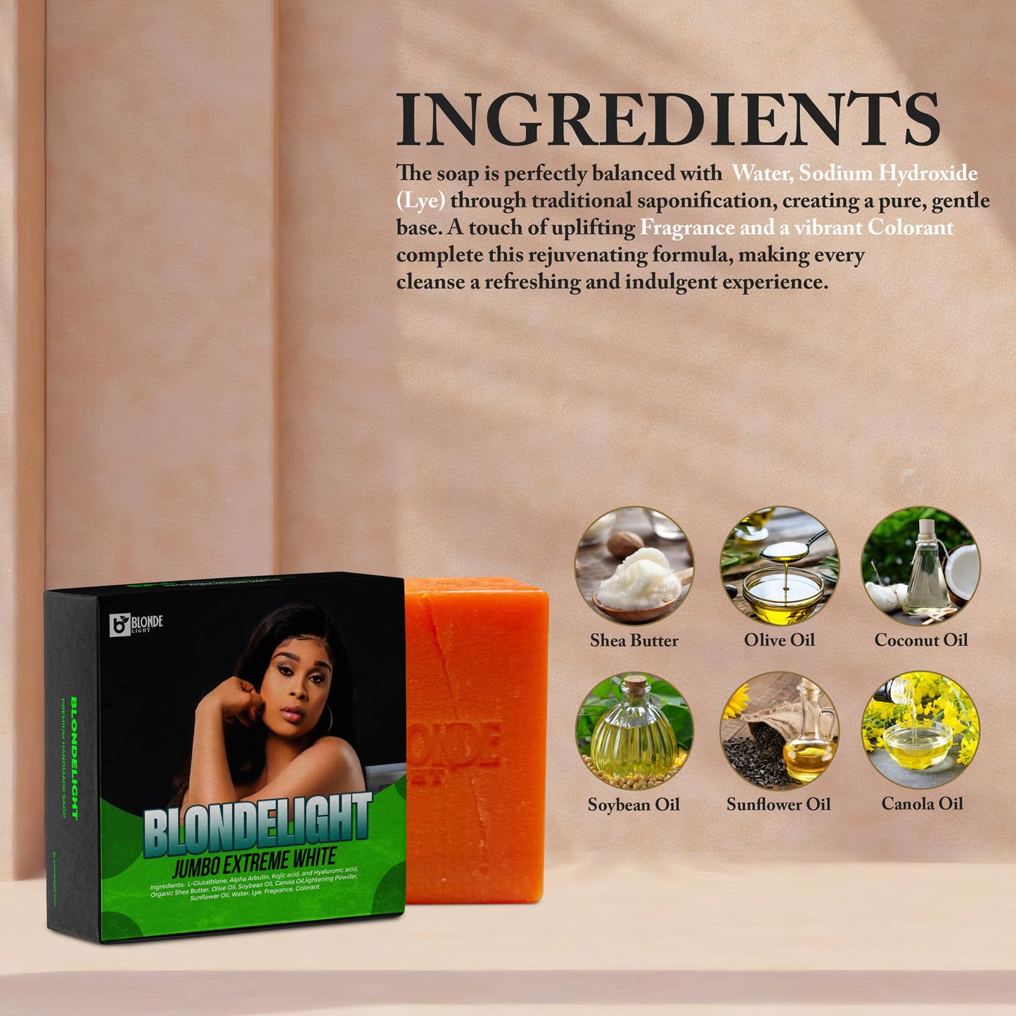 BLONDELIGHT Jumbo Extreme White Lemon Soap | Gentle Cleansing Bar for Smooth & Refreshed Skin | Moisturizing Formula with Nourishing Oils | Ideal Beauty & Personal Care BLONDELIGHT