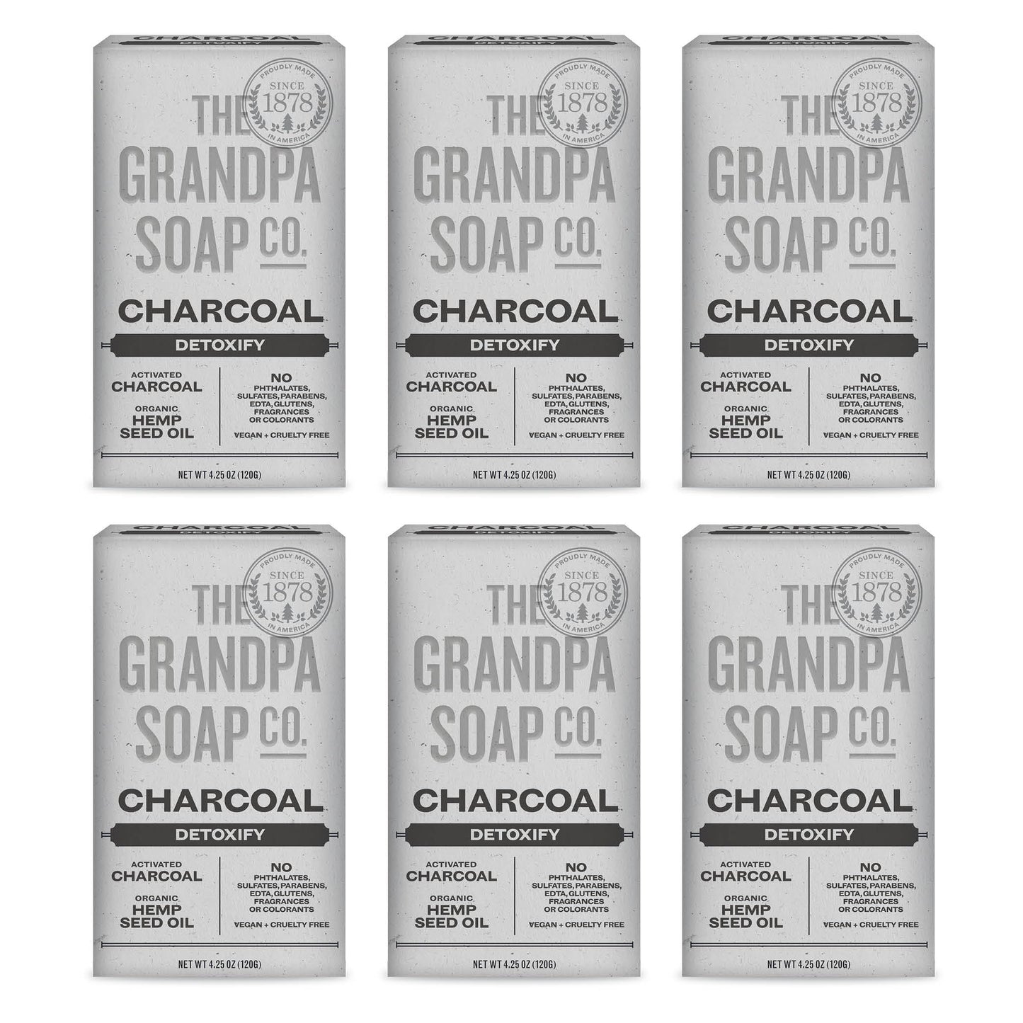 The Grandpa Soap Company Charcoal Bar Soap - With Activated Charcoal Hemp Seed and Mint Oil, Detoxifies, Draws Out Dirt and Toxins, Clear Congested Beauty & Personal Care The Grandpa Soap Company
