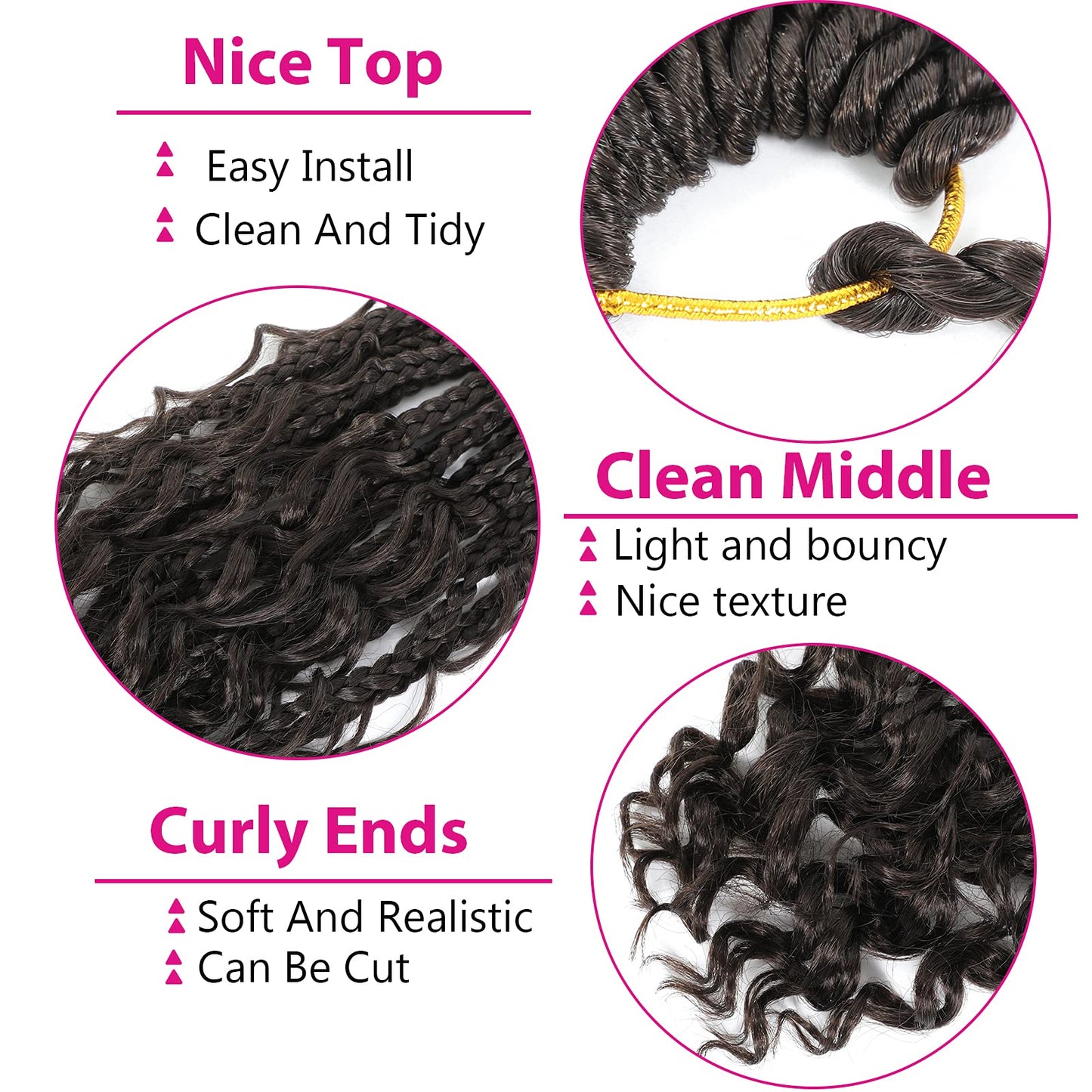 Wodun 14inch Goddess Box Braids Crochet Hair Pre Looped Box-Braids Crochet-Hair with Curly Ends For Black Women Synthetic 3X Bohemian Box Braiding Beauty & Personal Care Wodun