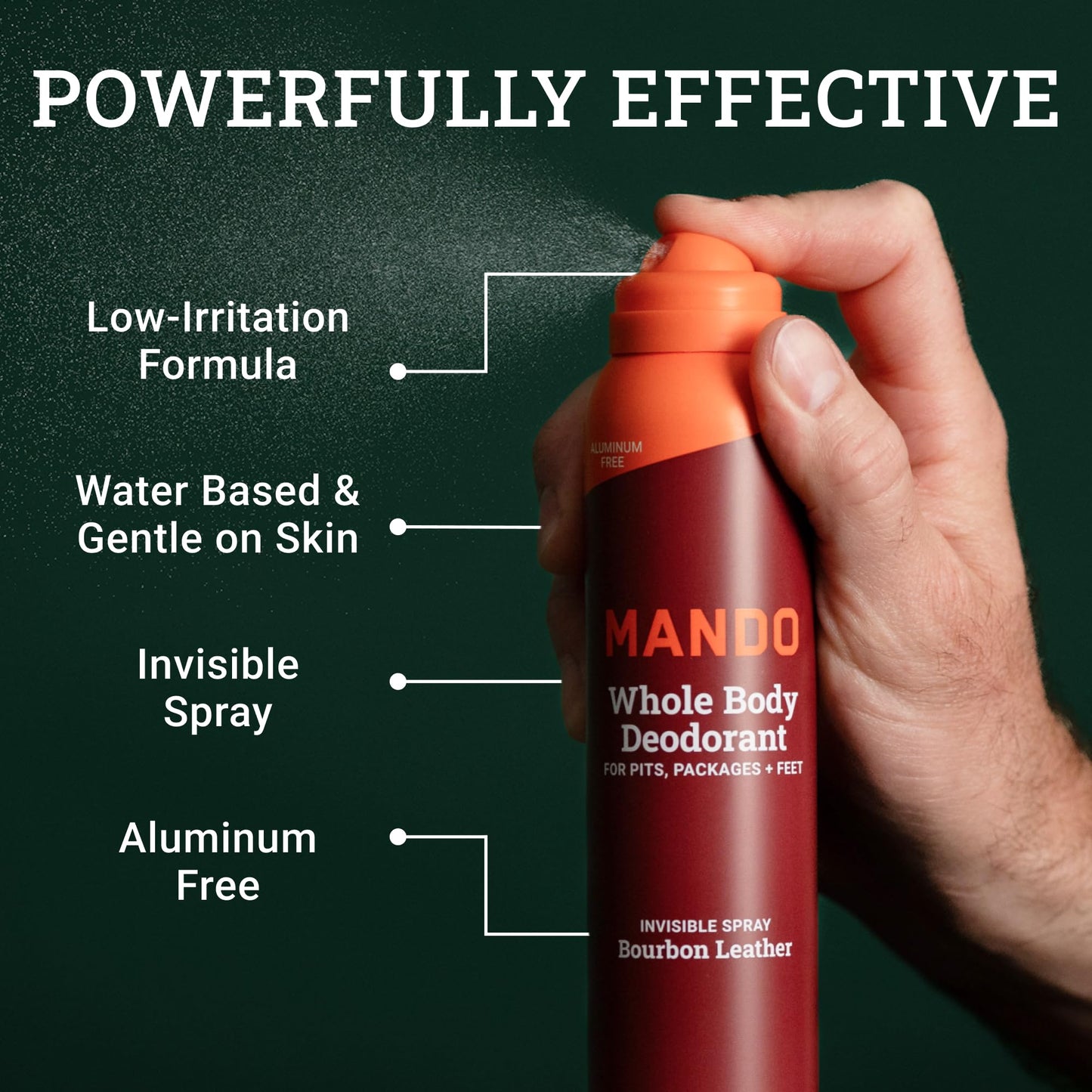 Mando Whole Body Deodorant For Men - Invisible Spray Deodorant - 72 Hour Odor Control - Low Irritation Formula - Aluminum Free, Benzene Free - 3.6 Beauty and Personal Care Mando