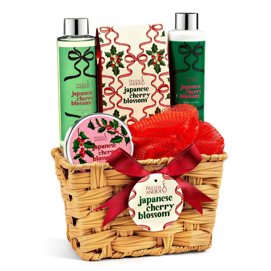 Cherry Blossom Spa Gift Set Bath & Body Basket for Women & Men Beauty and Personal Care Freida and Joe