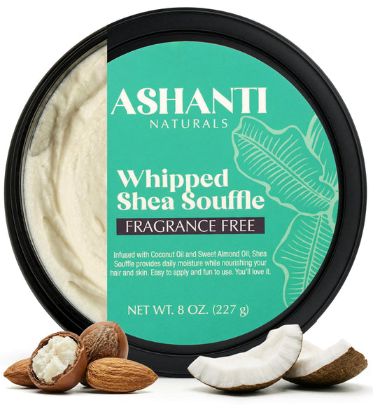 Ashanti Naturals Scented Whipped Shea Butter for Skin | African Body Butter for Women w/Coconut, Almond Oil(Fragrance Free Souffle, 8 oz) Beauty & Personal Care Ashanti Naturals