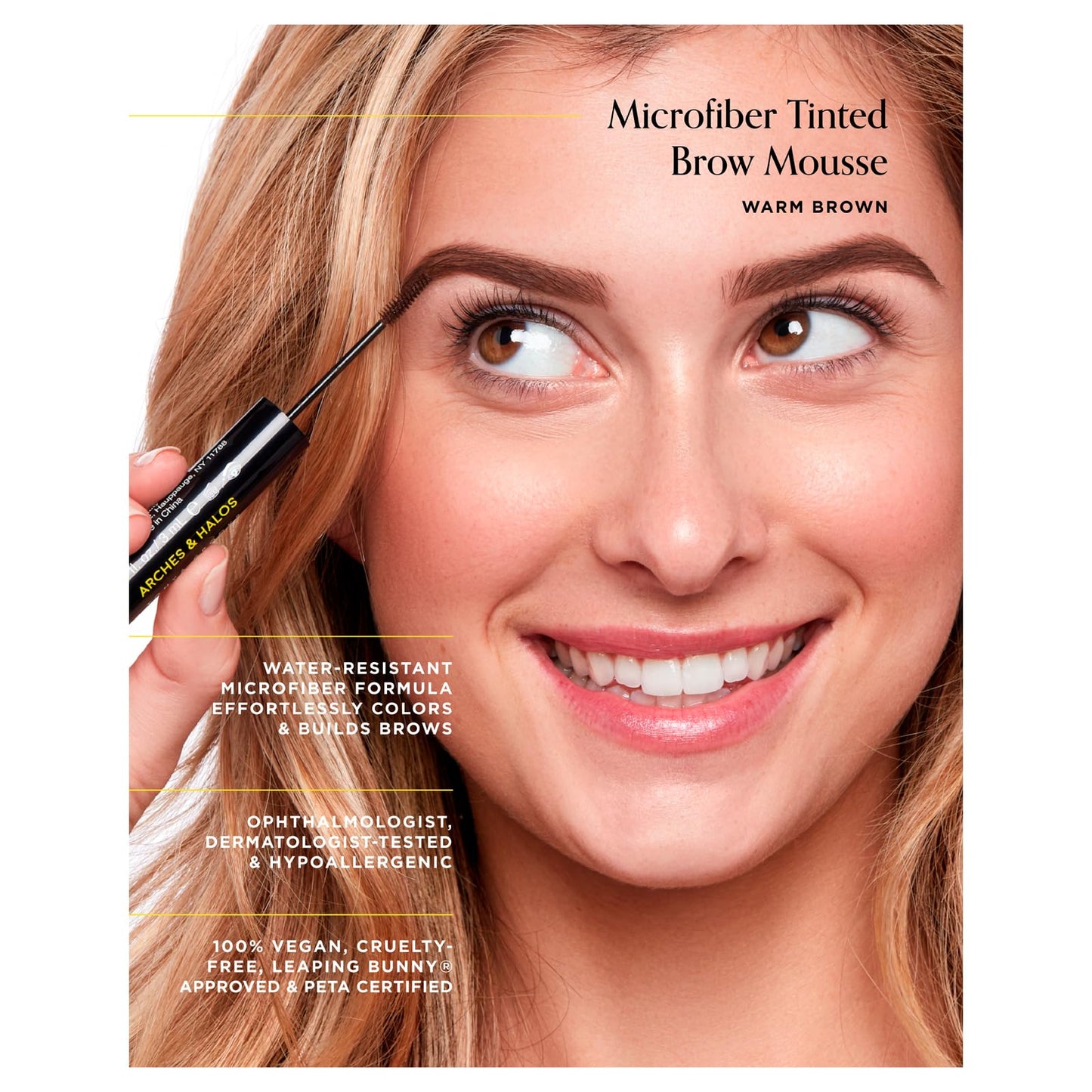 Arches and Halos Microfiber Tinted Brow Mousse - Richly Pigmented Eyebrow Shaper - Water Resistant Filler Pen - Vegan - Warm Brown - 0.11 oz Beauty & Personal Care Arches & Halos