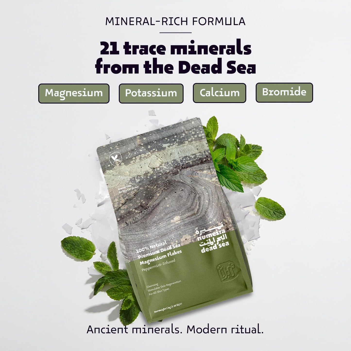 Numeira Dead Sea Magnesium Flake Bath Soak for Relief and Relaxtion - 100% Pure Magnesium Chloride Flakes w/Peppermint Infused Essential Oil (2.2 lb Beauty and Personal Care Numeira