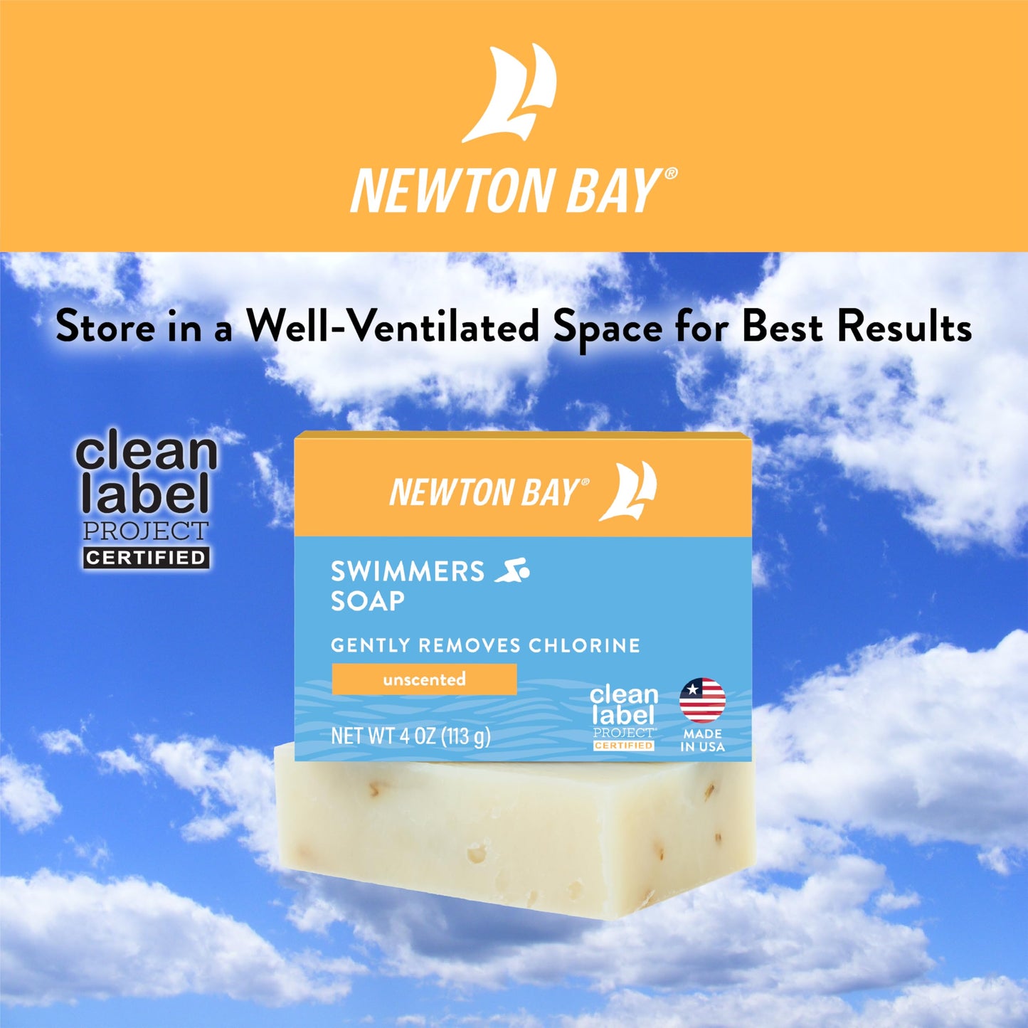 Newton Bay Swimmers Soap | All Natural Body and Face Wash Soap Bar | Gently Washes Away Chlorine After Swimming | Revitalizes Sensitive Skin | 5-Pack Beauty & Personal Care Newton Bay