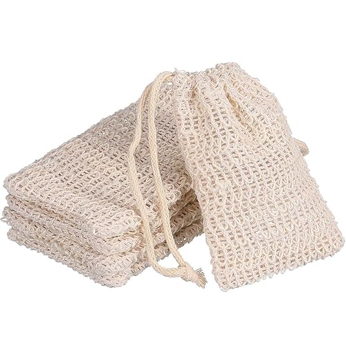 BBTO 5 Pieces Soap Saver Bag Cotton Linen Exfoliating Soap Pouch for Foaming and Drying, Shower, Scrubber(9 x 14 cm,Beige) Beauty & Personal Care BBTO
