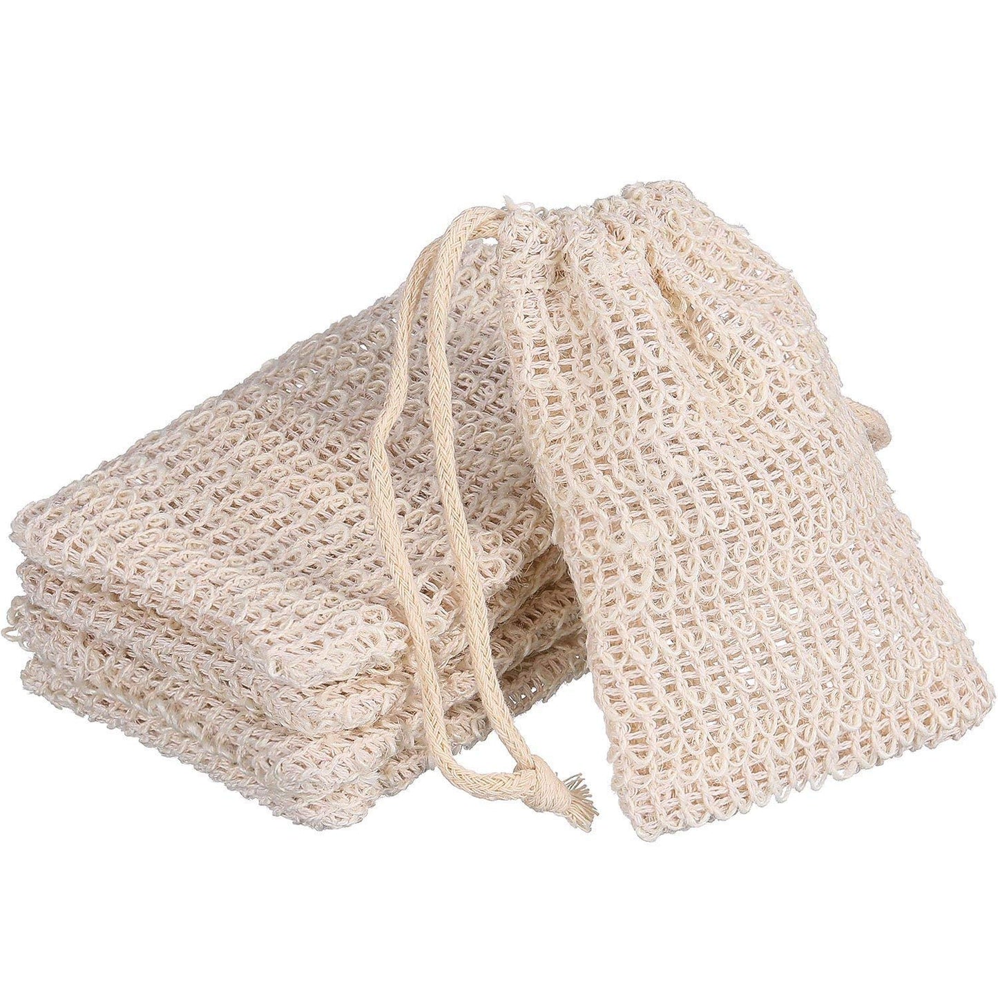BBTO 5 Pieces Soap Saver Bag Cotton Linen Exfoliating Soap Pouch for Foaming and Drying, Shower, Scrubber(9 x 14 cm,Beige) Beauty & Personal Care BBTO