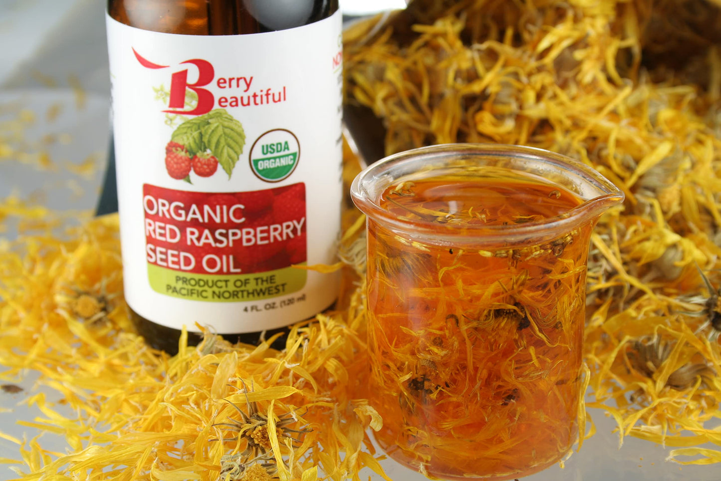 Berry Beautiful Certified Organic Red Raspberry Seed Oil - Cold-Pressed from US Grown Raspberries - Skin Moisturizer for Hydration and Protection - 1 Beauty & Personal Care Berry Beautiful