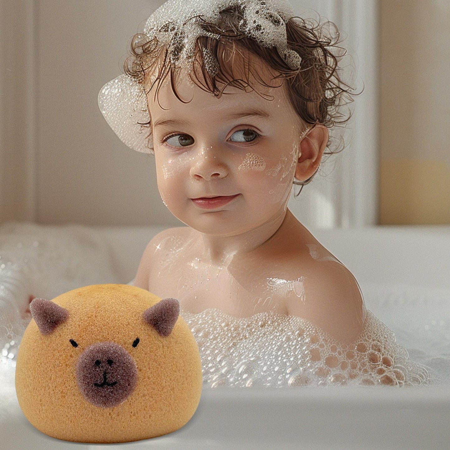 Capybara Bath Sponge, 2 Pack Cute Cartoon Animal Capybara Shape Bath Sponges for Shower, Decorative Bathing Sponge for Kids Adults, Soft Sponge Balls Beauty and Personal Care GEUGECY