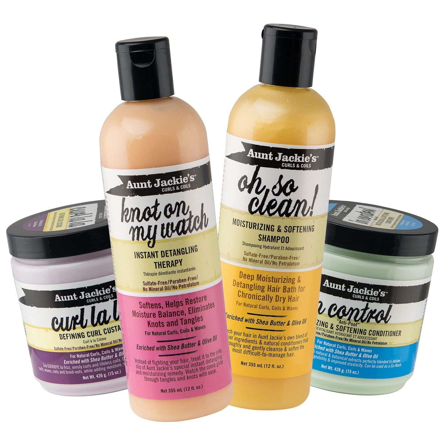 Aunt Jackie's Curls & Coils Perfect Hydrate Collection - Mega-Moisturizing with Shea Butter & Olive Oil, 4 Products: Curl Conditioner, Detangler Beauty & Personal Care Aunt Jackie's