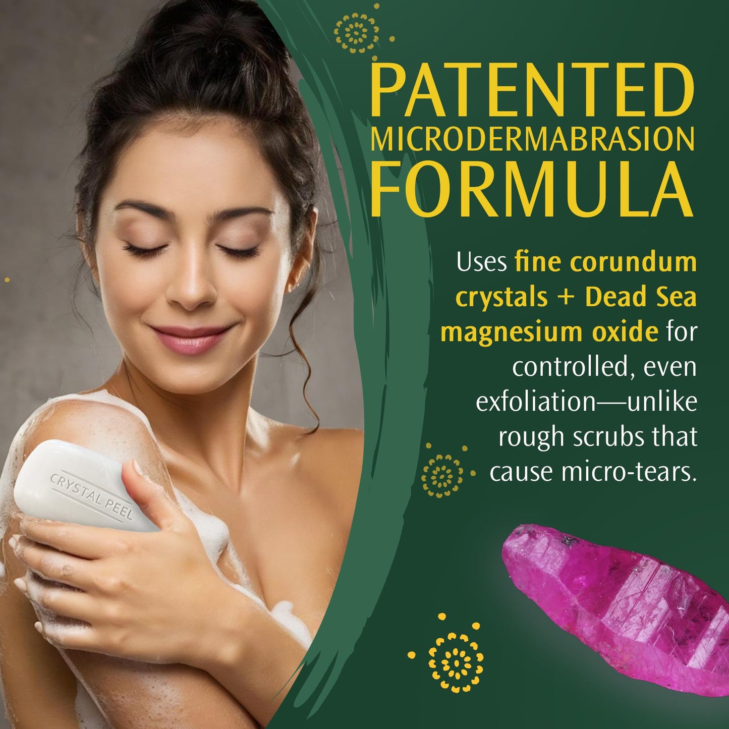 Exfoliating Bar Soap for Men & Women, Crystal Peel Luxury Microdermabrasion Hydrating & Exfoliating Body Soap Bar, Solid Magnesium Mineral Scrub Beauty & Personal Care Crystalon Crystal Peel