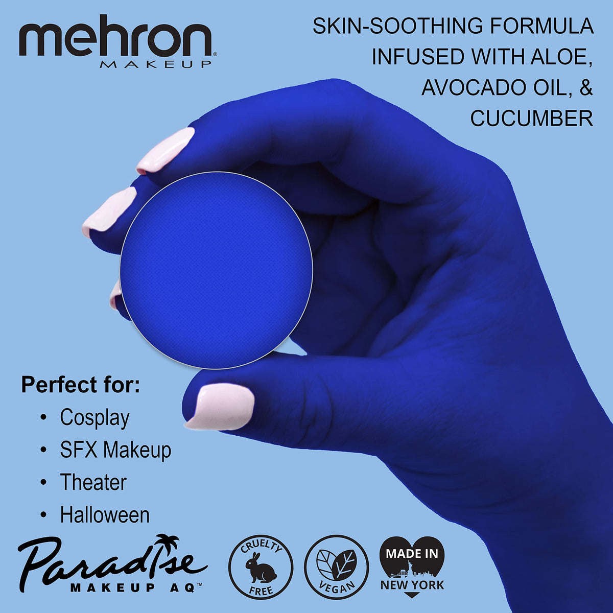 Mehron Makeup Paradise AQ - LAGOON BLUE, Water-Activated Face & Body Paint