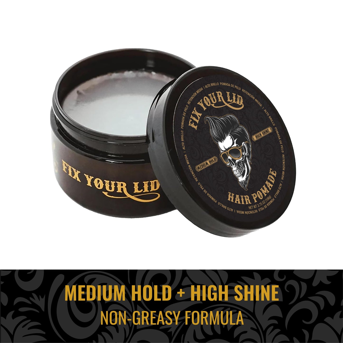 Fix Your Lid Hair Pomade for Men - Water Based Pomade Medium Hold High Shine - Easy to Wash Out - All Hair Types - 3.75oz Beauty & Personal Care Fix Your Lid