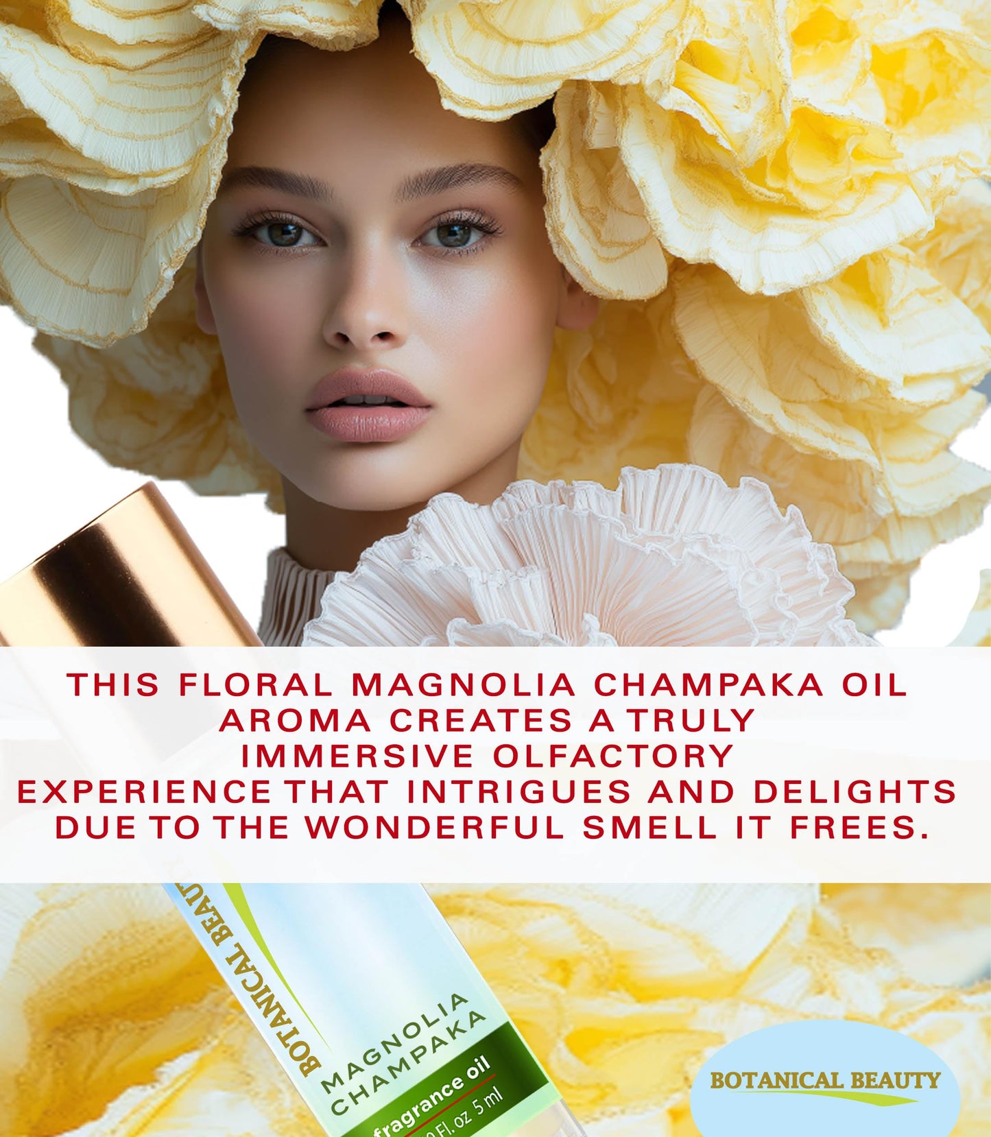 Botanical Beauty MAGNOLIA CHAMPAKA FRAGRANCE OIL ROLL-ON 0.338 Fl Oz 10 ml Rollerball Perfume, Long Lasting an luxury scent of blend of Lilac Beauty & Personal Care Botanical Beauty