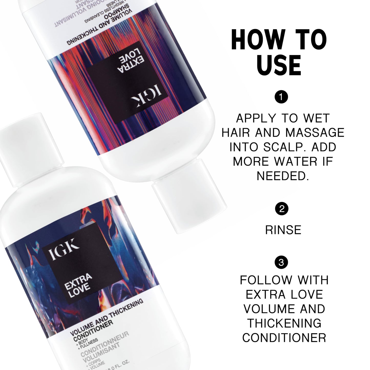 IGK EXTRA LOVE Volume & Thickening Shampoo & Conditioner Set | Volume + Scalp Balance + Oil Balance | Vegan + Cruelty-Free | 8 oz (Pack of 2) Beauty & Personal Care IGK