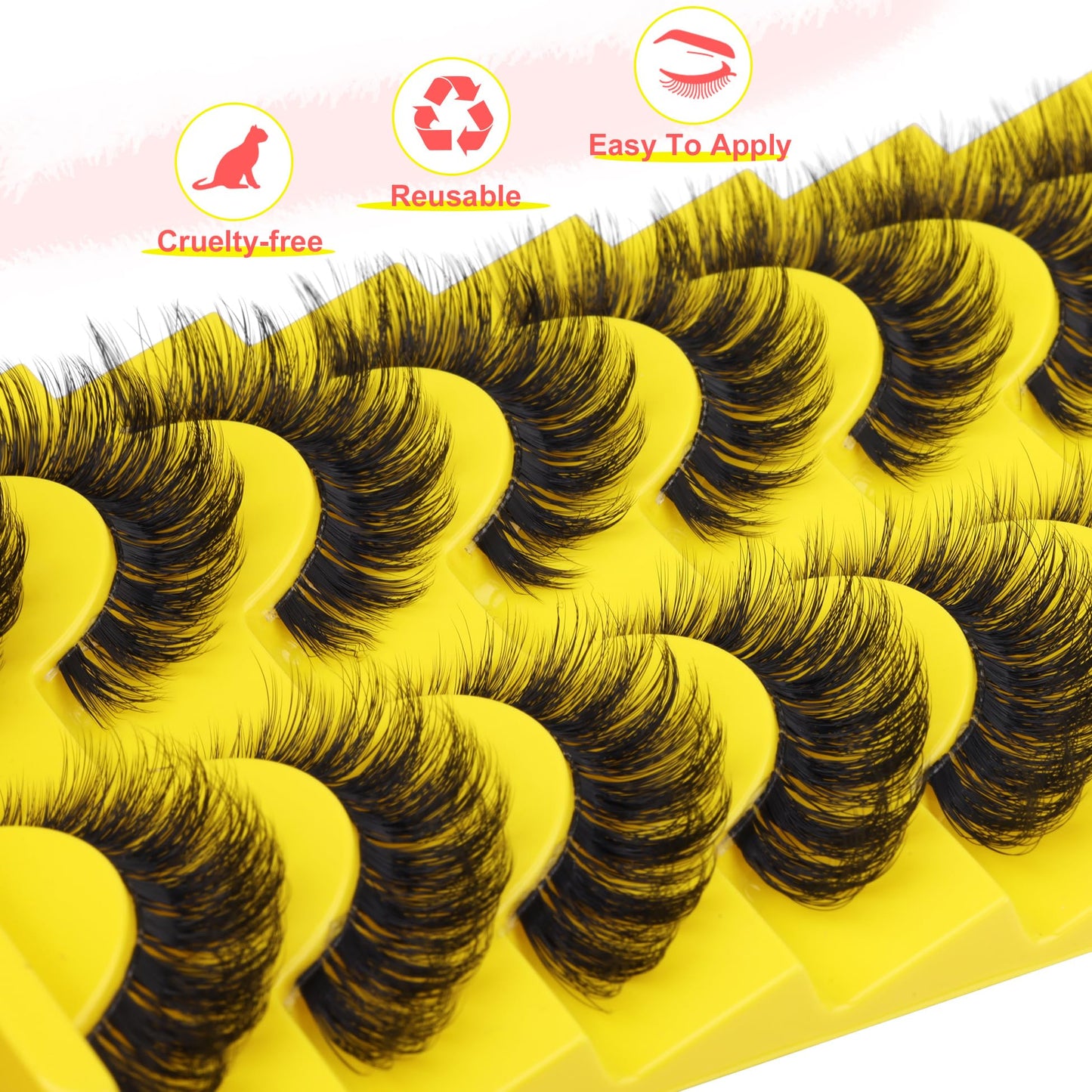 ALICE Cat Eye Lashes Russian Strip Lashes False Eyelashes Clear Band Eyelashes Dramatic Faux Mink Lashes 8 Pairs Beauty & Personal Care ALICE