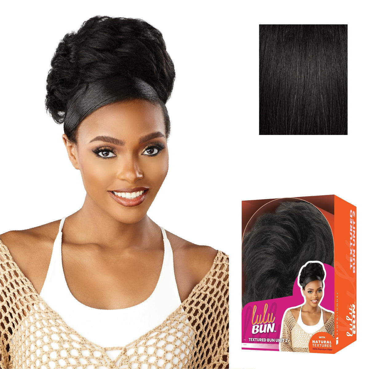 Sensationnel Lulu Bun Hair Extensions-Textured Bun Unit 2,1B OFFBLACK