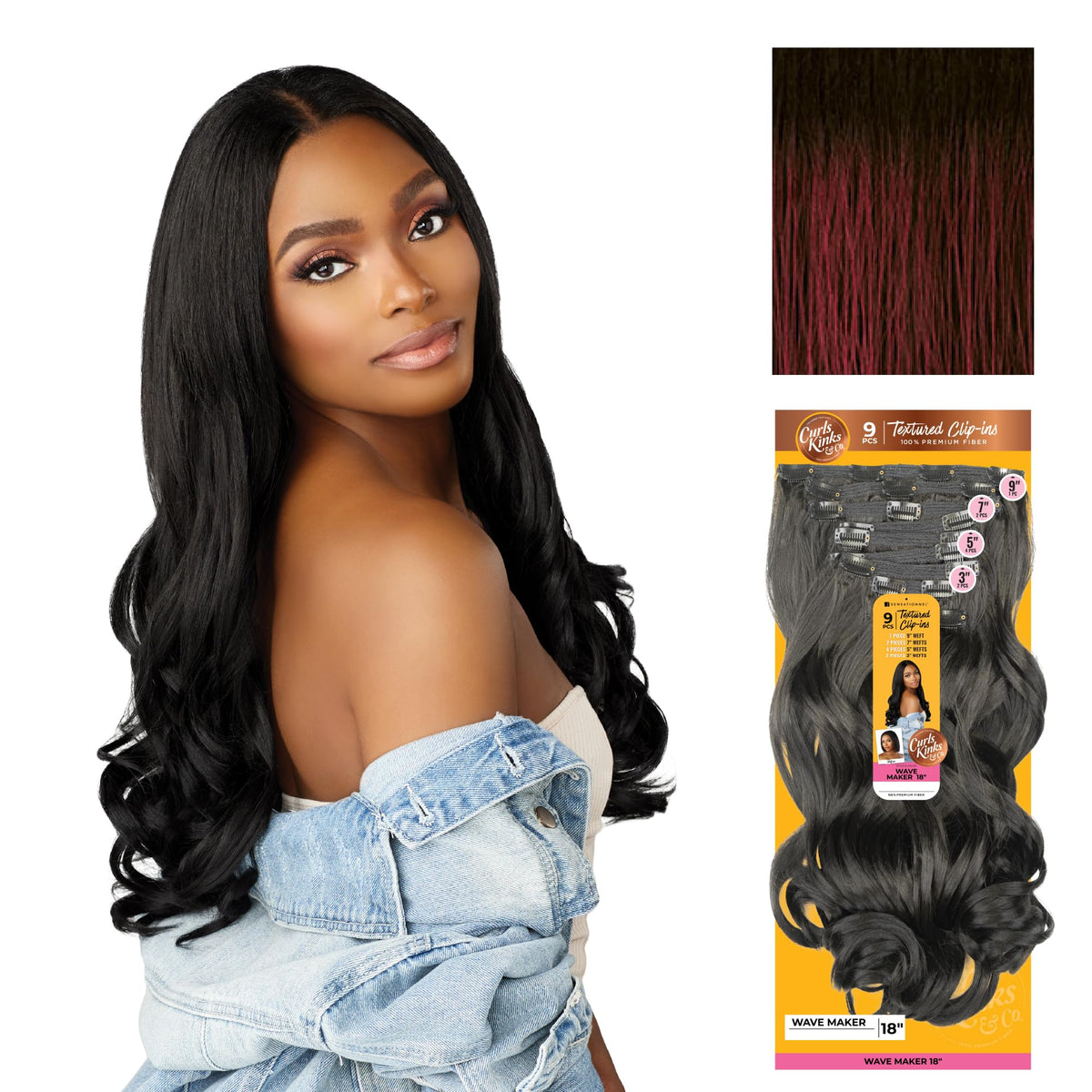 Sensationnel Curls Kinksandco Clip in-Wave Maker 18 Inch,TH2/BG