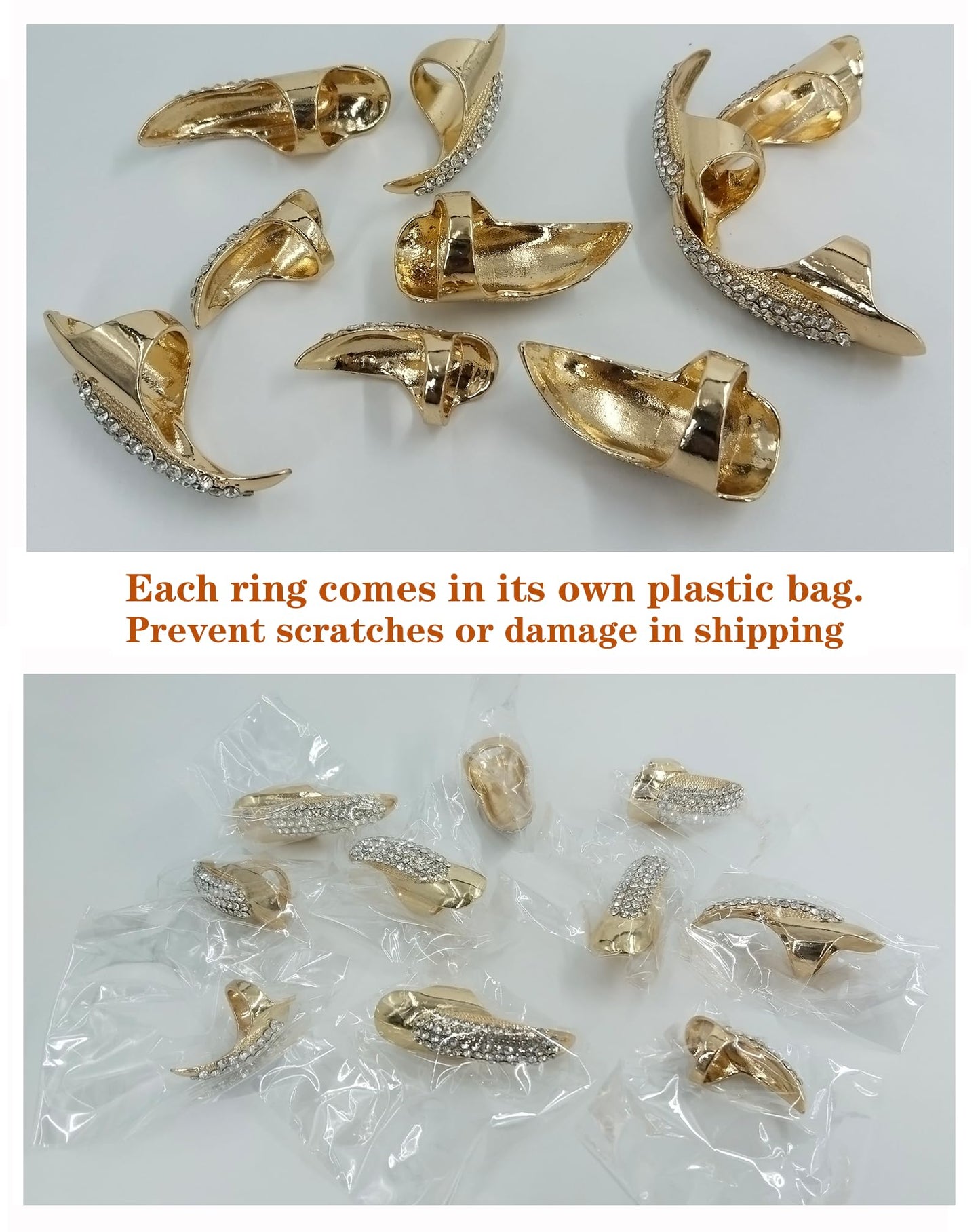 10 Pcs Halloween Costume Fake Finger Claws - Gothic Punk Cosplay Nail Rings - Sparkling Crystals Paved Party Accessories for Girls Women Men - Witch Beauty & Personal Care Bestga