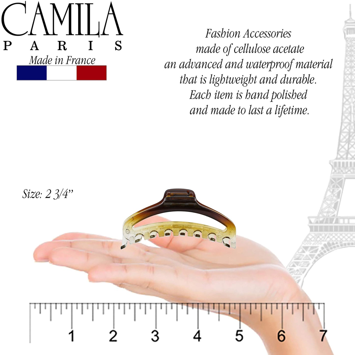 Camila Paris CP2381 French Hair Clip for Women, Small Narrow, Cristal, Girls Hair Claw Clips Jaw Fashion Durable and Styling Hair Accessories Beauty & Personal Care Camila