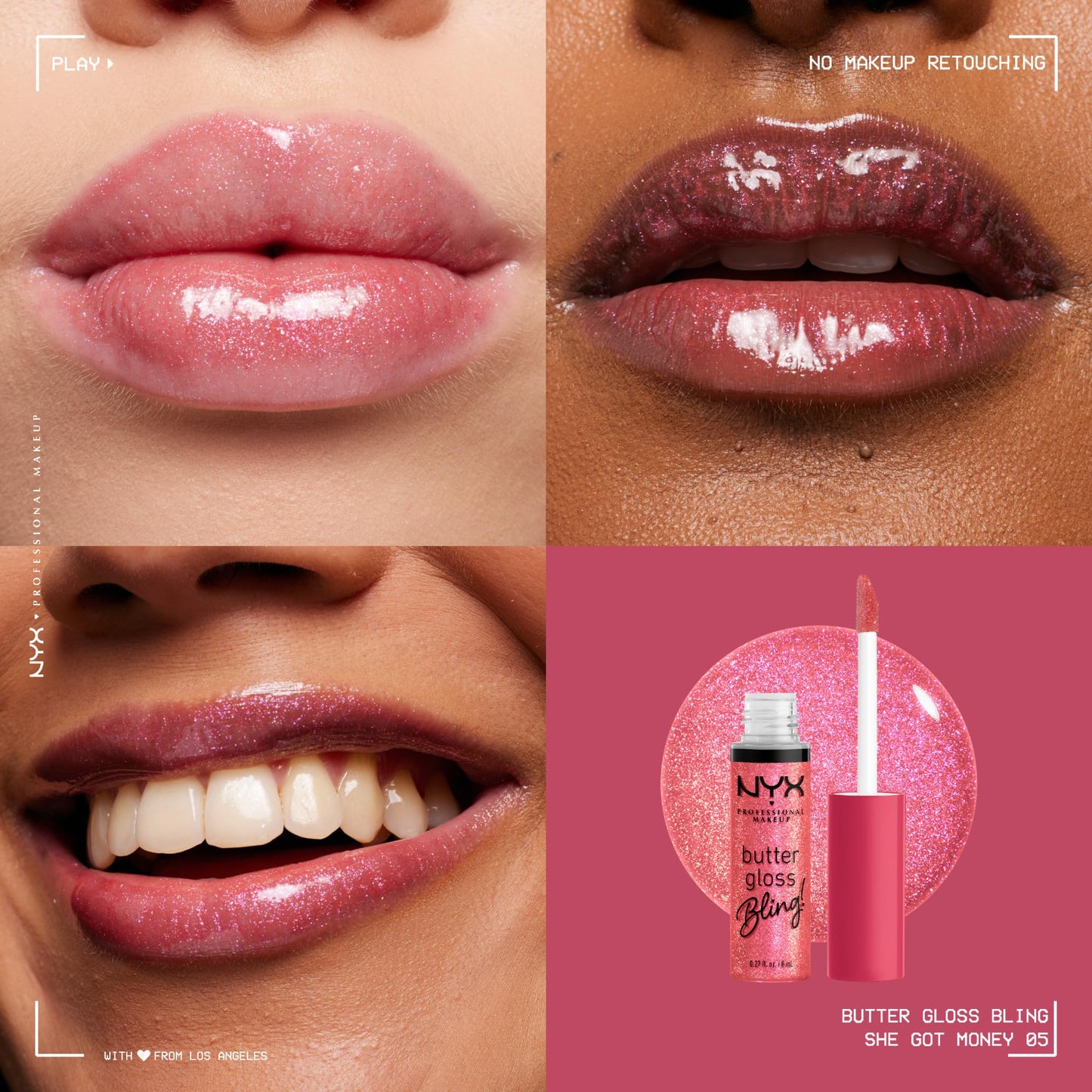 NYX PROFESSIONAL MAKEUP Butter Gloss Bling Lip Gloss, Non Sticky and Shiny Vegan Lip Makeup - She Got Money Beauty & Personal Care NYX PROFESSIONAL MAKEUP