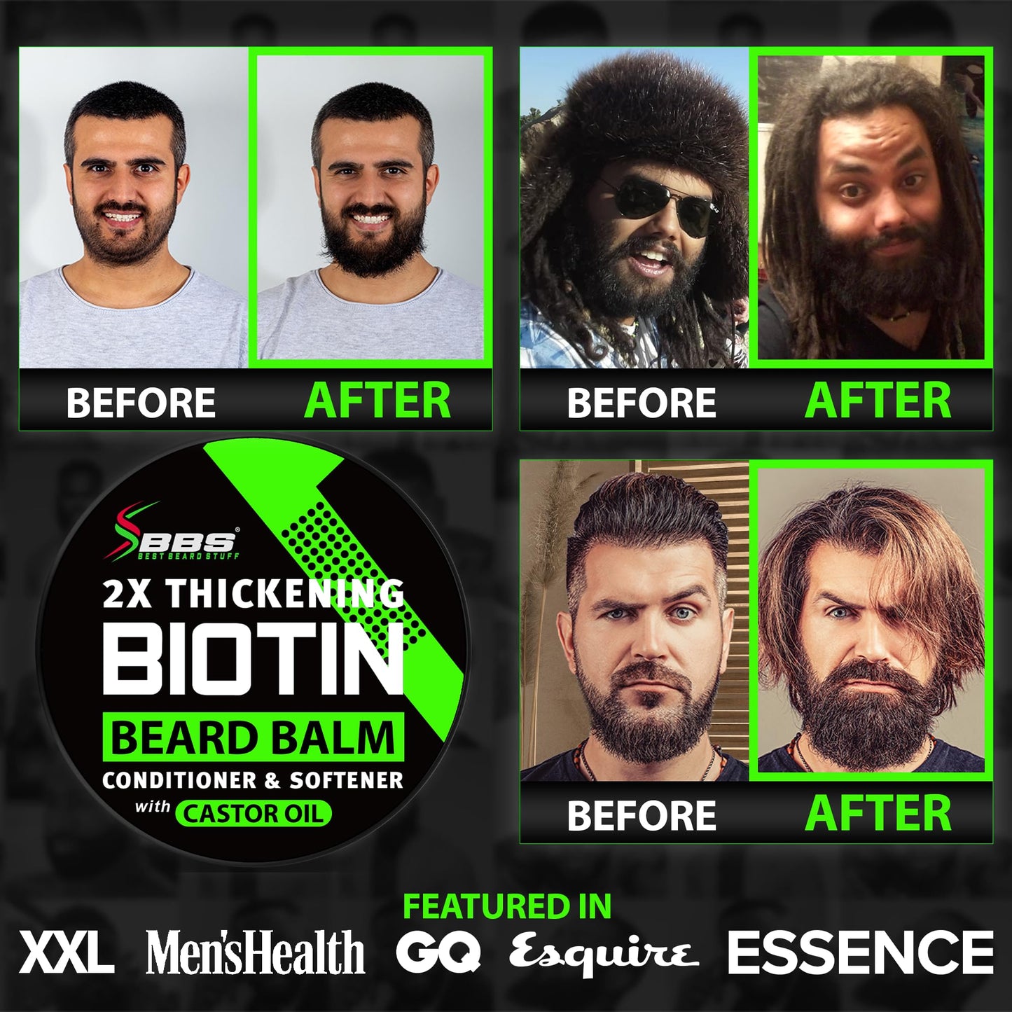 Biotin Beard Balm for Men – 2X Thickening Mustache & Beard Wax with Castor Oil & Meadowfoam, Hydrating Growth Balm & Leave-In Conditioner Beauty & Personal Care BBS BEST BEARD STUFF