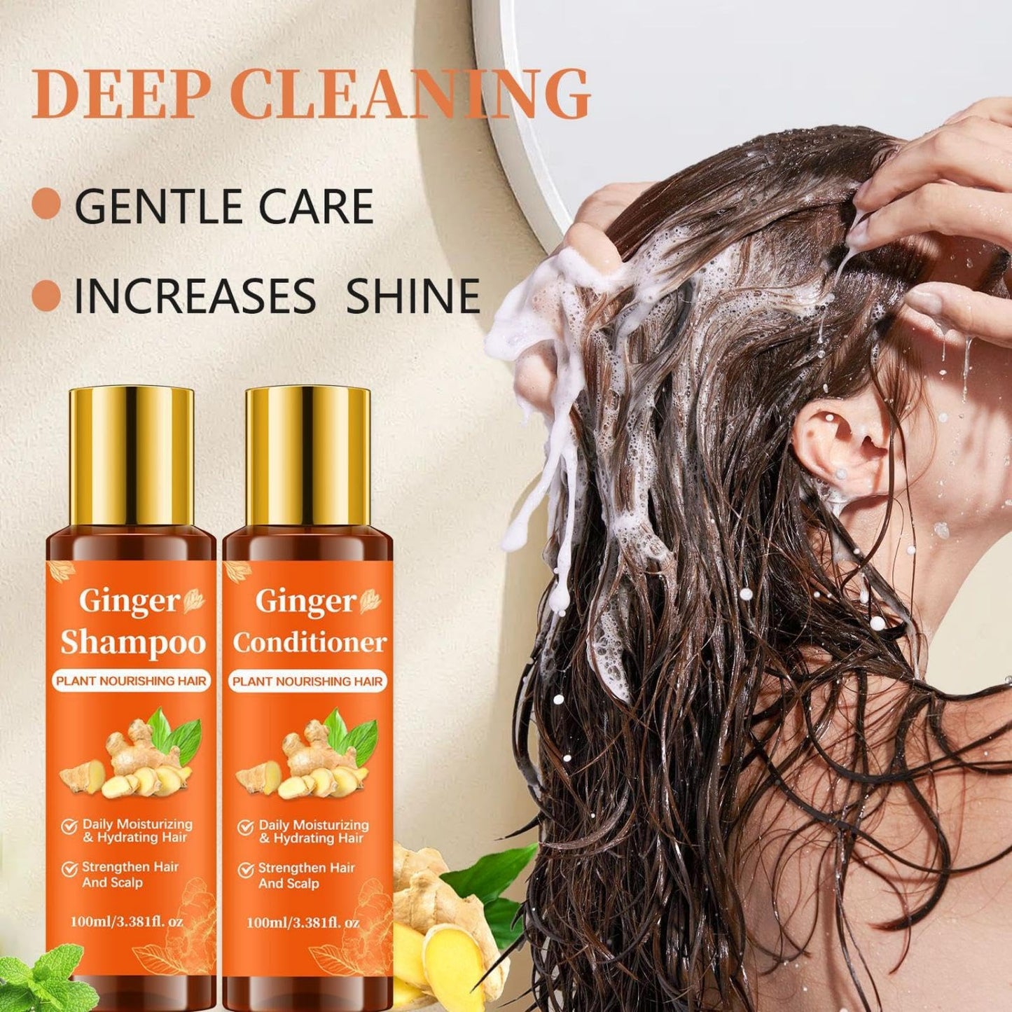 Ginger Shampoo and Conditioner Set for Stronger & Thicker Hair, Deep Moisturizing Cleaning Nourishing Formula to Reduce Hair Loss, Strengthen Strands Beauty & Personal Care Soelegant