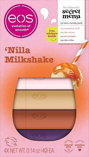 eos Flavor Lab Secret Menu Lip Balm Gift Set - 'Nilla Milkshake, Limited-Edition, Moisturizing, Hydrating, Dry Lips, Variety Pack, 0.14 oz, 4-Pack Beauty & Personal Care eos