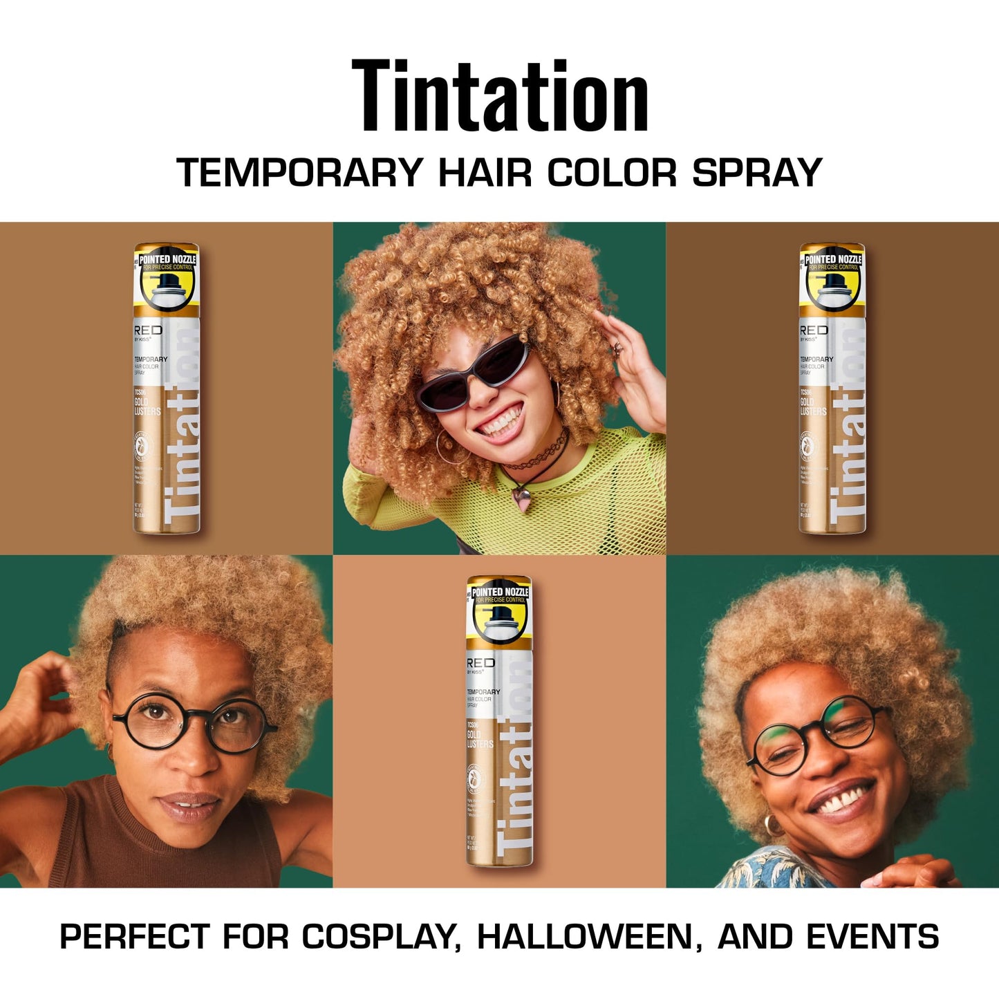 Red by Kiss Tintation Temporary Hair Color Spray 2.82oz, Quick-Dry & Smudge-Proof, Vivid Color Washable Hair Dye, Styling Spray Cosplay Halloween Beauty & Personal Care Red by Kiss