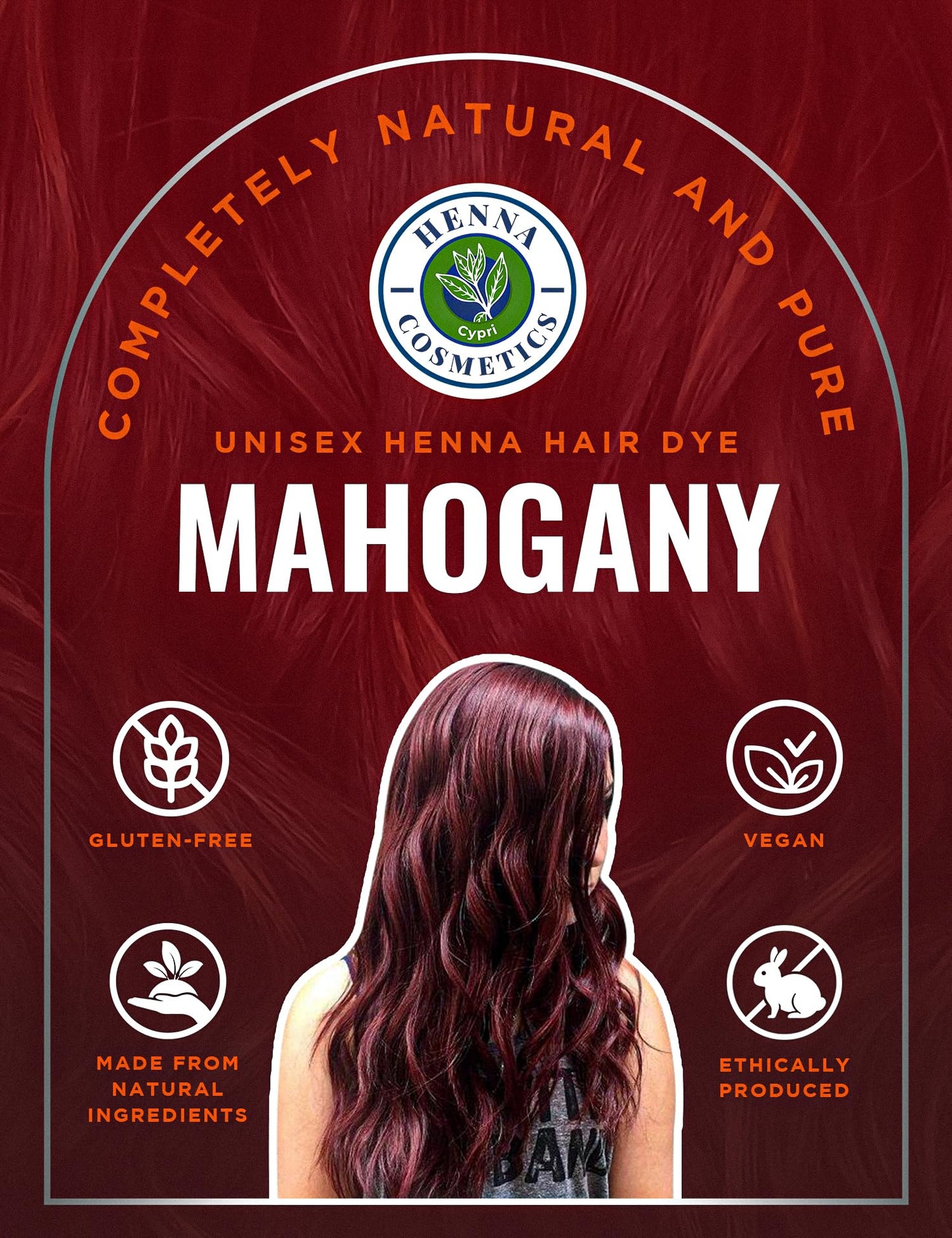 Henna Cosmetics Henna Hair Dye, Mahogany, 100g + Free 50g Henna Beauty & Personal Care HENNA COSMETICS CYPRI