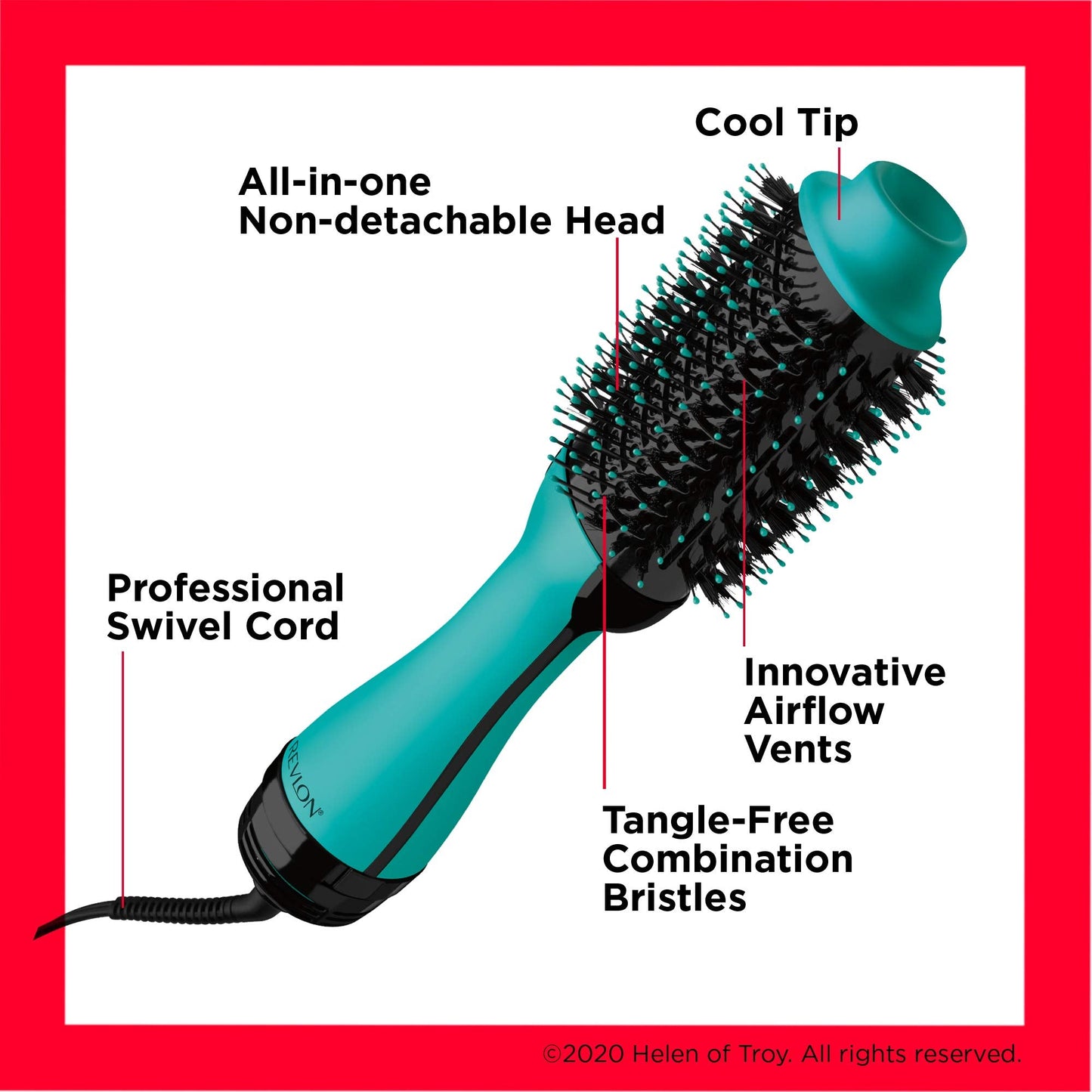REVLON One Step Hair Dryer And Volumizer Hot Air Brush, Turquoise Volumizer, 1 Count Beauty & Personal Care REVLON