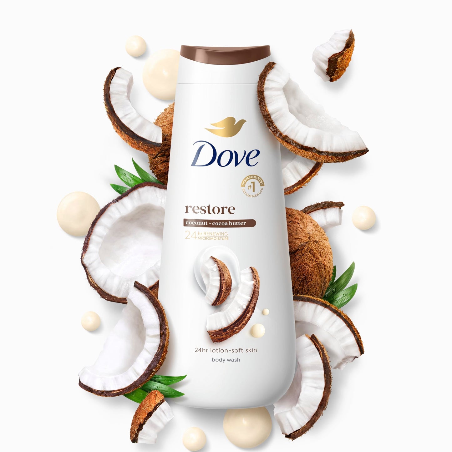 Dove Body Wash Restore Coconut & Cocoa Butter for 24hr Lotion-Soft Skin Moisturizing Skin Cleanser with No Sulfates No Parabens 20 oz Beauty & Personal Care Dove