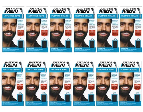 JUST FOR MEN Color Gel Mustache & Beard M-55 Real Black 1 Each (Pack of 12) Beauty & Personal Care Just for Men