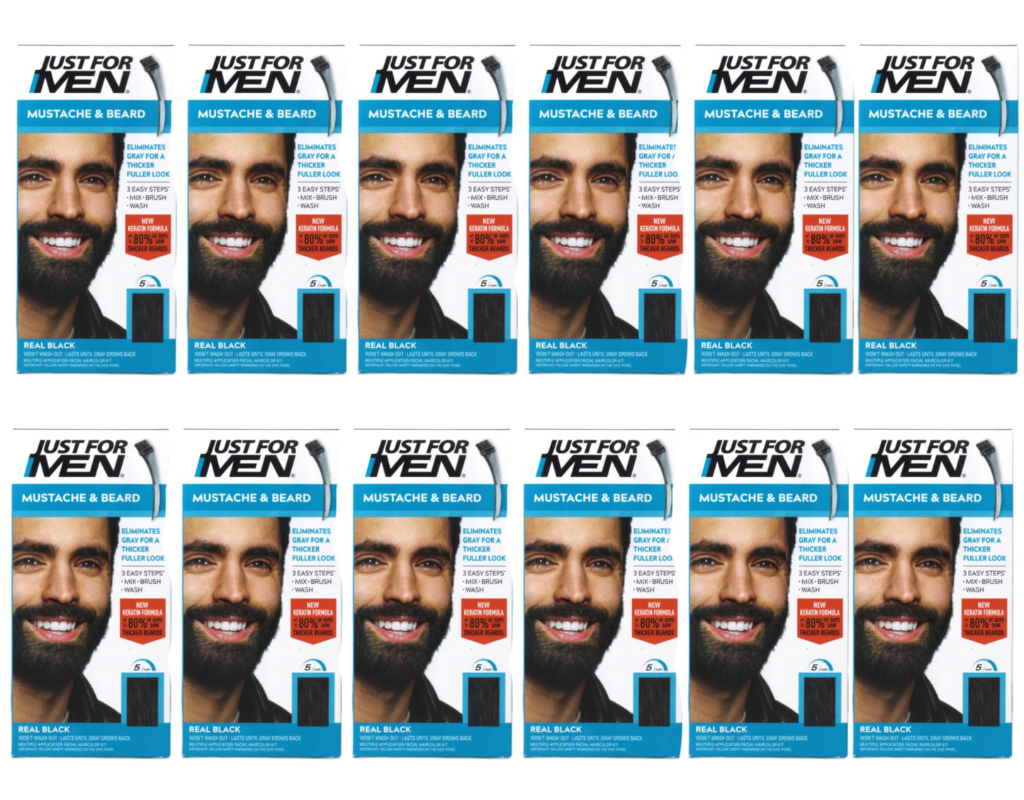 JUST FOR MEN Color Gel Mustache & Beard M-55 Real Black 1 Each (Pack of 12) Beauty & Personal Care Just for Men