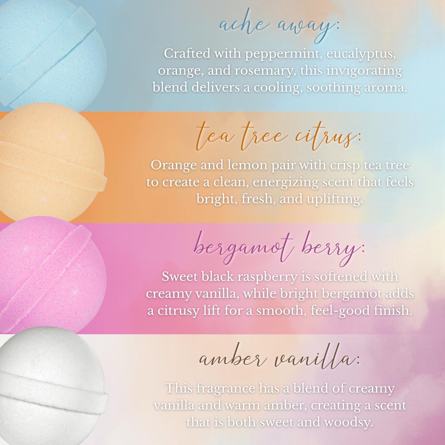 Belle & Beau Luxe Essentials Variety Pack Hemp Bath Bombs - Made with Organic Hemp Seed Oil and Pure EO - Vanilla, Tea Tree Citrus, Bergamot Berry Beauty and Personal Care BB BELLE & BEAU LUXE