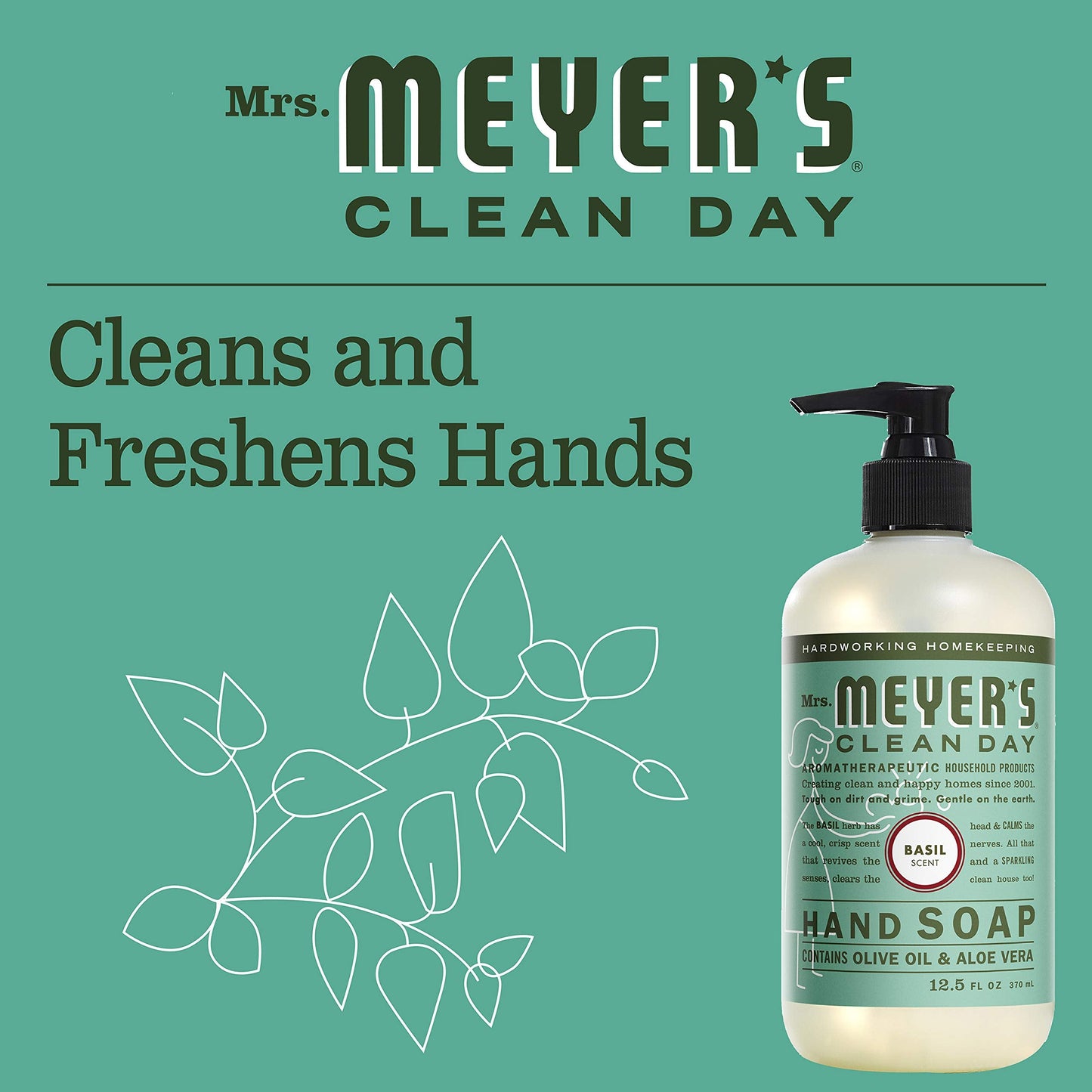 Mrs. Meyer's Clean Day 14104 Basil Scent Liquid Hand Soap, 12.5 oz. - Quantity 6 Beauty & Personal Care Mrs. MEYER'S