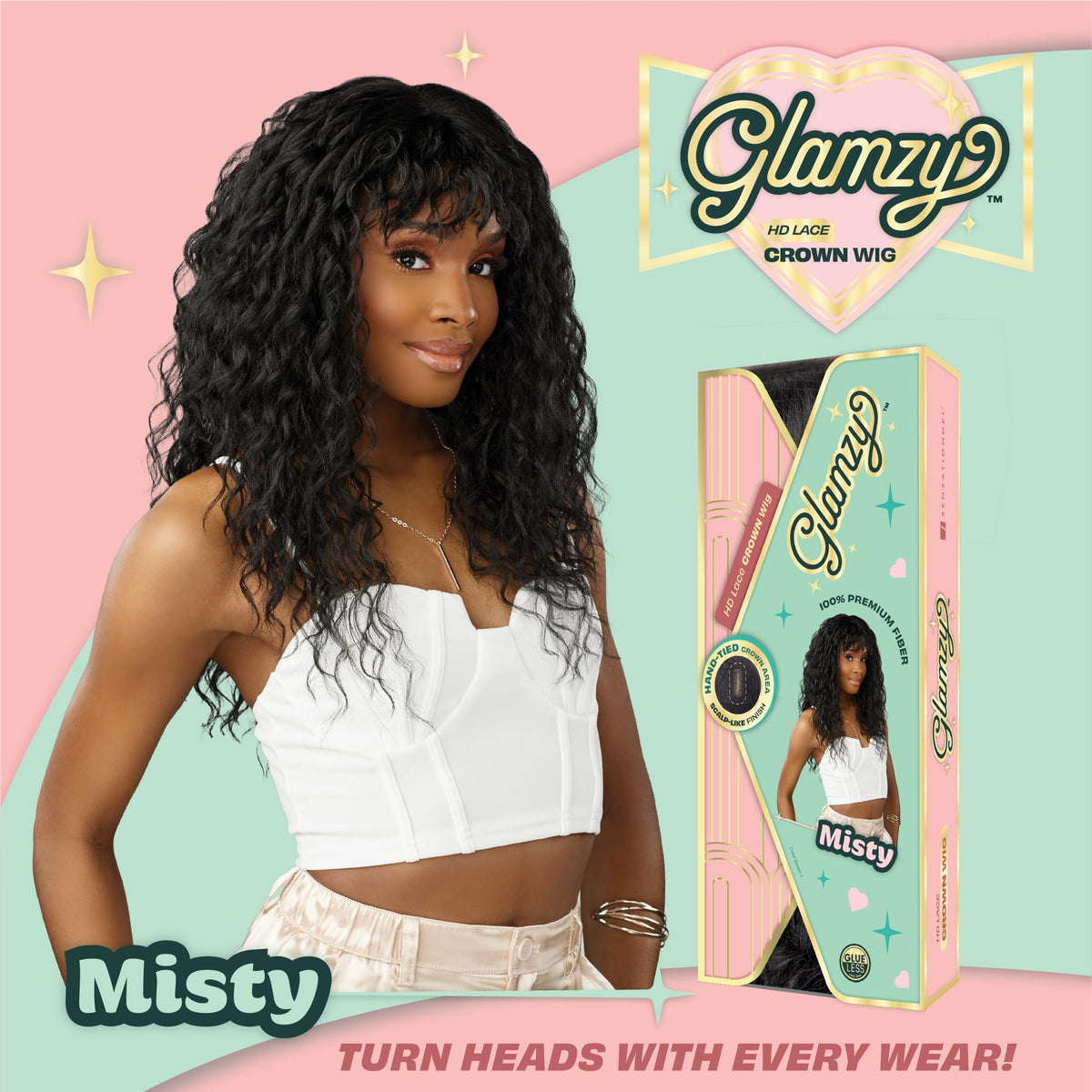 Sensationnel Glamzy Lace Crown Wig-Misty, 1B OFFBLACK