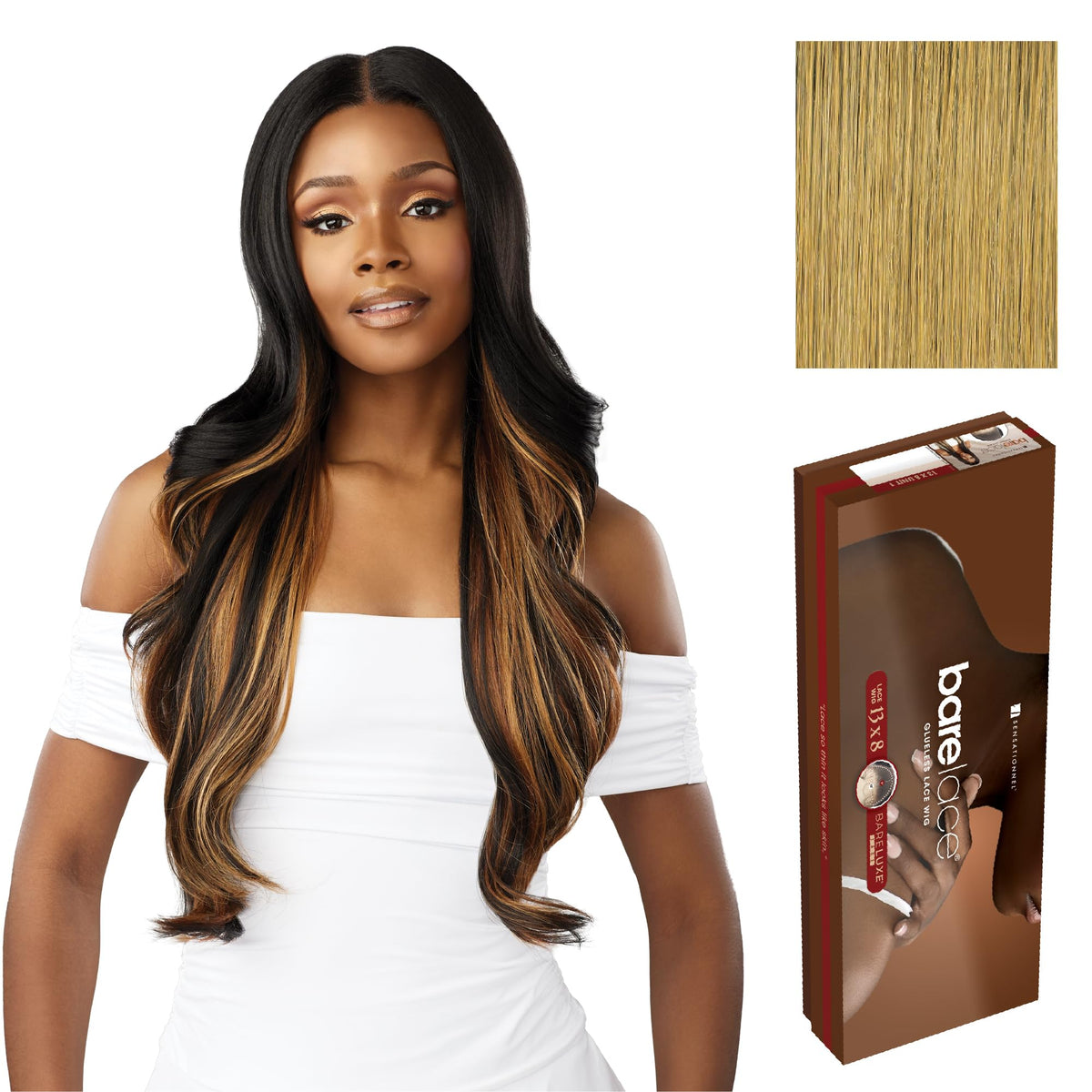 Sensationnel Barelace 13x8 LaceWig-Unit 4, CARAMELBLONDE