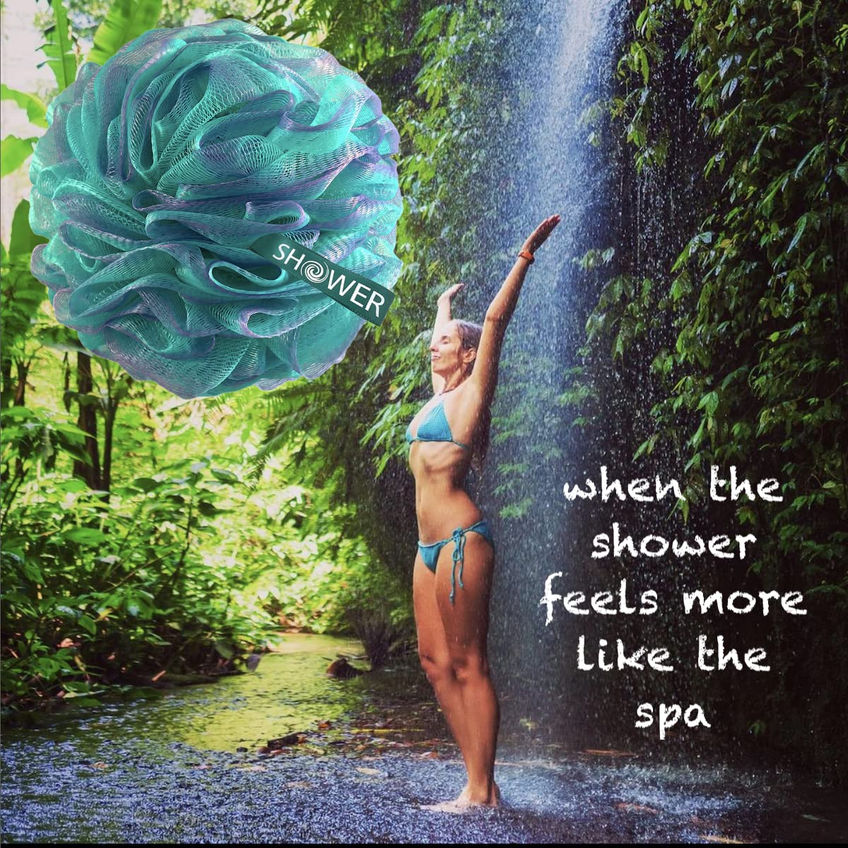 SHOWER BOUQUET Loofah-Bath-Sponge XL Swirl-Mix-Color 4-Pack // Extra-Large 75g Mesh Luffa Loofa Loufa Puff Pouf Set/Exfoliating Body Scrubber Beauty & Personal Care Shower Bouquet