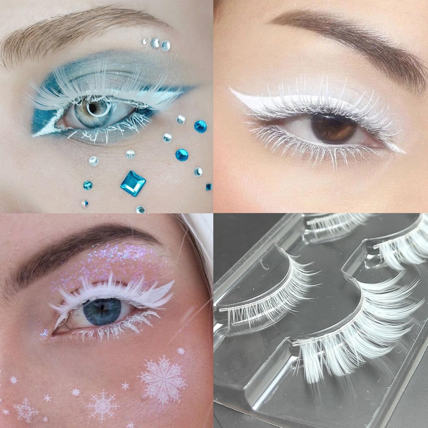 Luwigs White False Eyelashes Cosplay Halloween White Lashes Extension Tools Reusable Natural Looking Anime Makeup Masquerade Party Beauty & Personal Care Luwigs