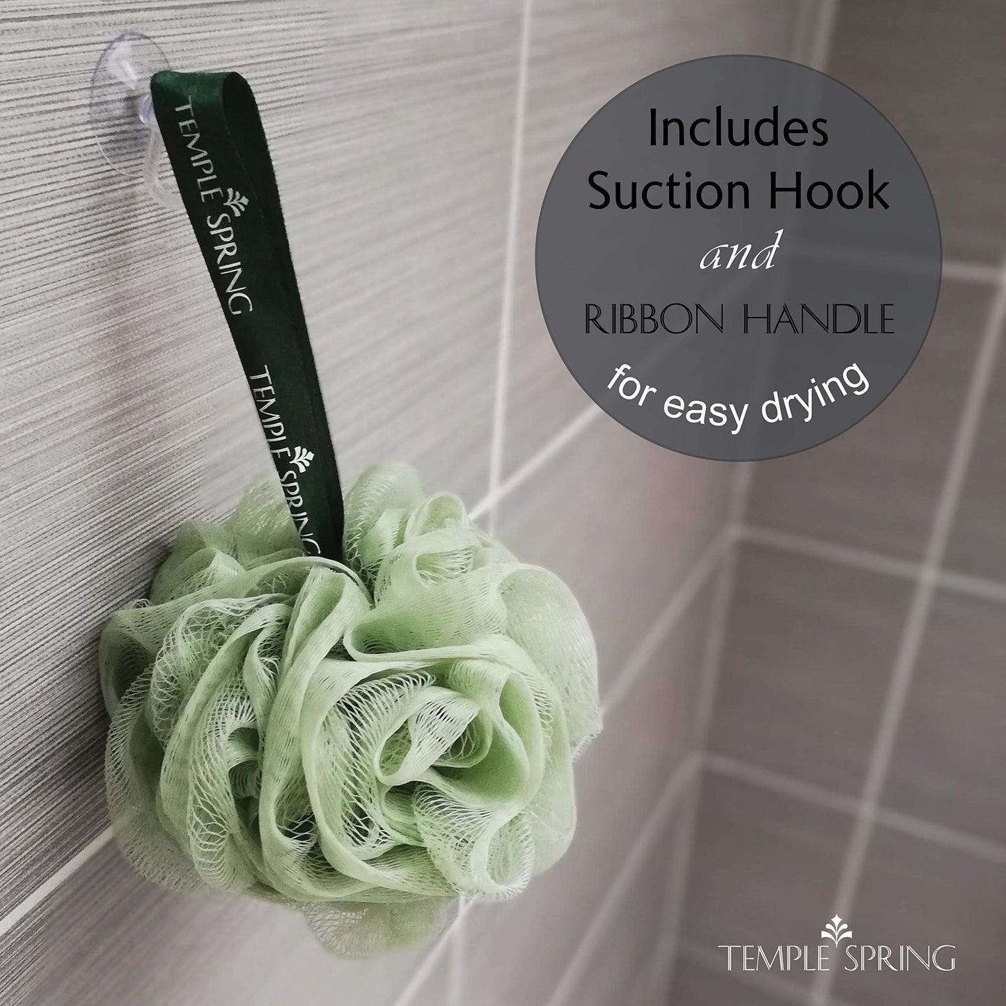 Temple Spring Recycled Luffa Sponges, Bathroom Shower Accessories, Loofa Bath Sponge, Exfoliating Body Scrubber Exfoliator Pouf, Shower Scrubber Puff Beauty & Personal Care Temple Spring