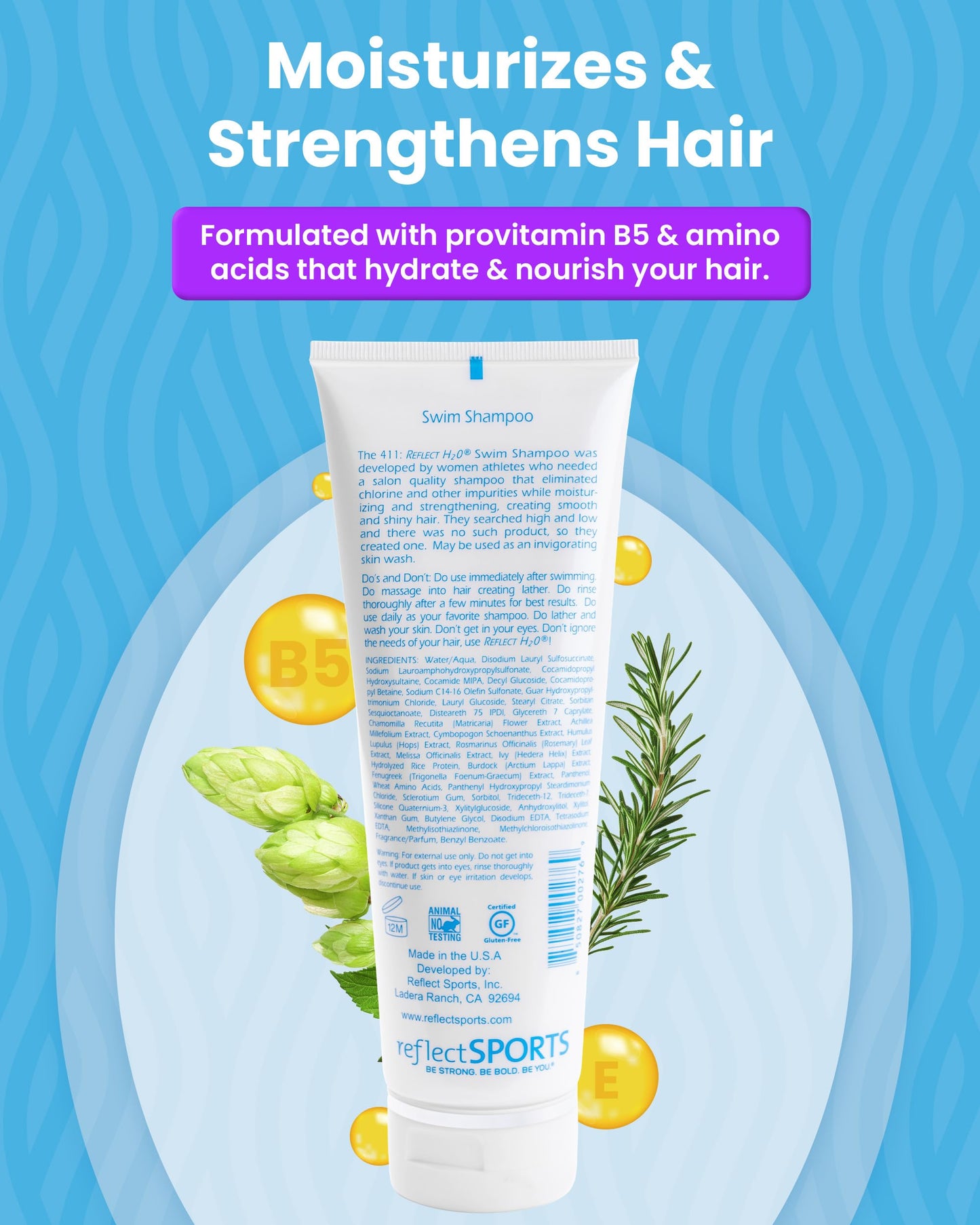 Reflect H?O Swim Shampoo - Sulfate-Free Copper & Chlorine Hair Protection with Keratin, Vitamin E & B5 for Green Hair & Fading - Chlorine Removal Beauty & Personal Care Reflect Sports
