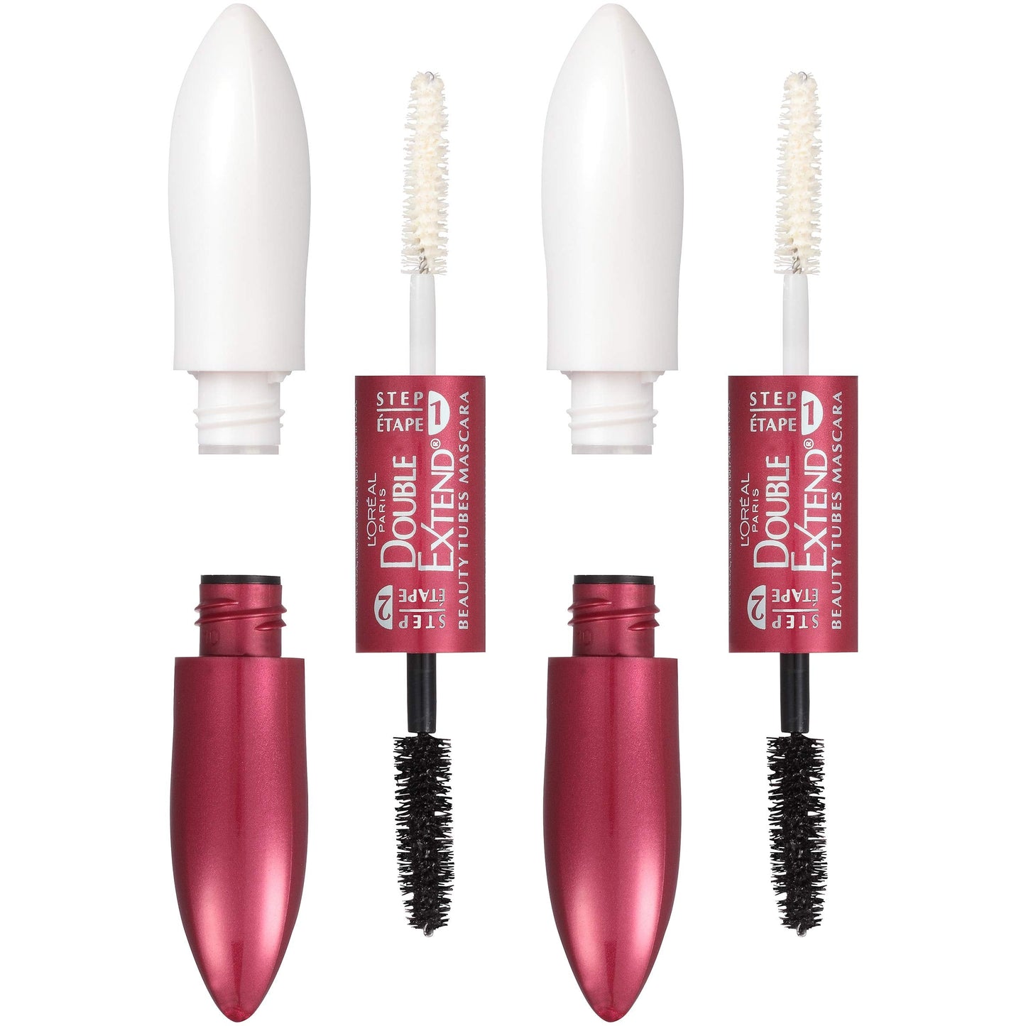 L'Oreal Paris Makeup Double Extend Tubing Mascara, Lengthening 2 Step Mascara, Smudgeproof, Black, Pack of 2 Beauty & Personal Care L'Oreal Paris