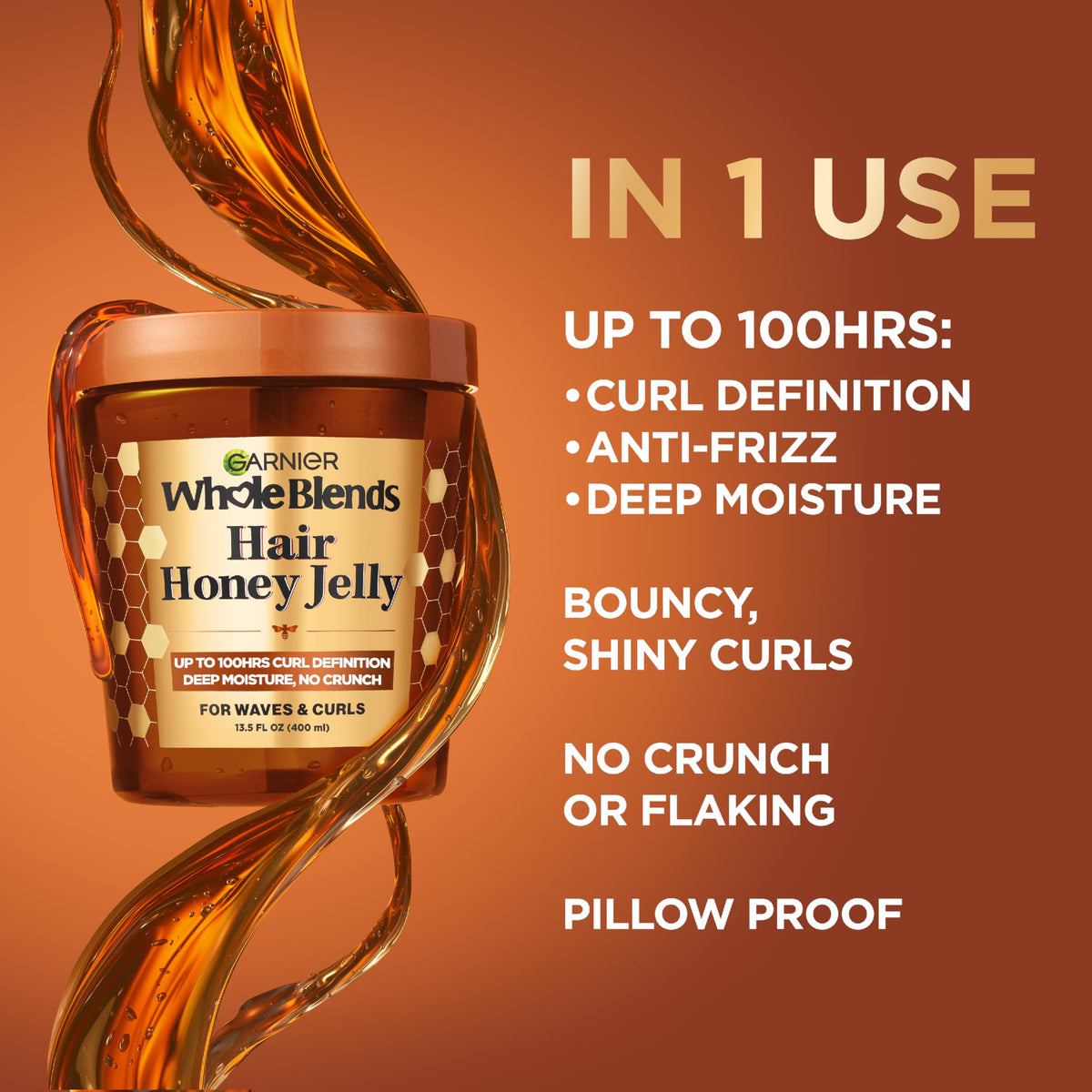 Garnier Whole Blends Hair Honey Jelly for Defining Waves and Curls, Hair Gel for Up to 100HRs Curl Definition, Frizz Control and Deep Moisture, 13.5 Beauty & Personal Care Garnier