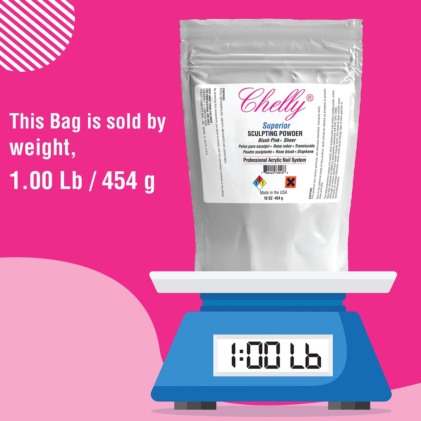 Chelly Superior Sculpting Powder Professional Acrylic Nail System Clear Blush Pink Medium Pink 16 oz 454 g (Blush Pink) Beauty & Personal Care YSSER