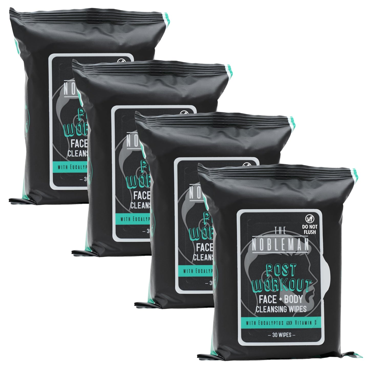 The Nobleman 4-Pack Face + Body Cleansing Wipes: 4 Post Workout Packs with Eucalyptus and Vitamin C (120 Ct.) Beauty & Personal Care The Nobleman